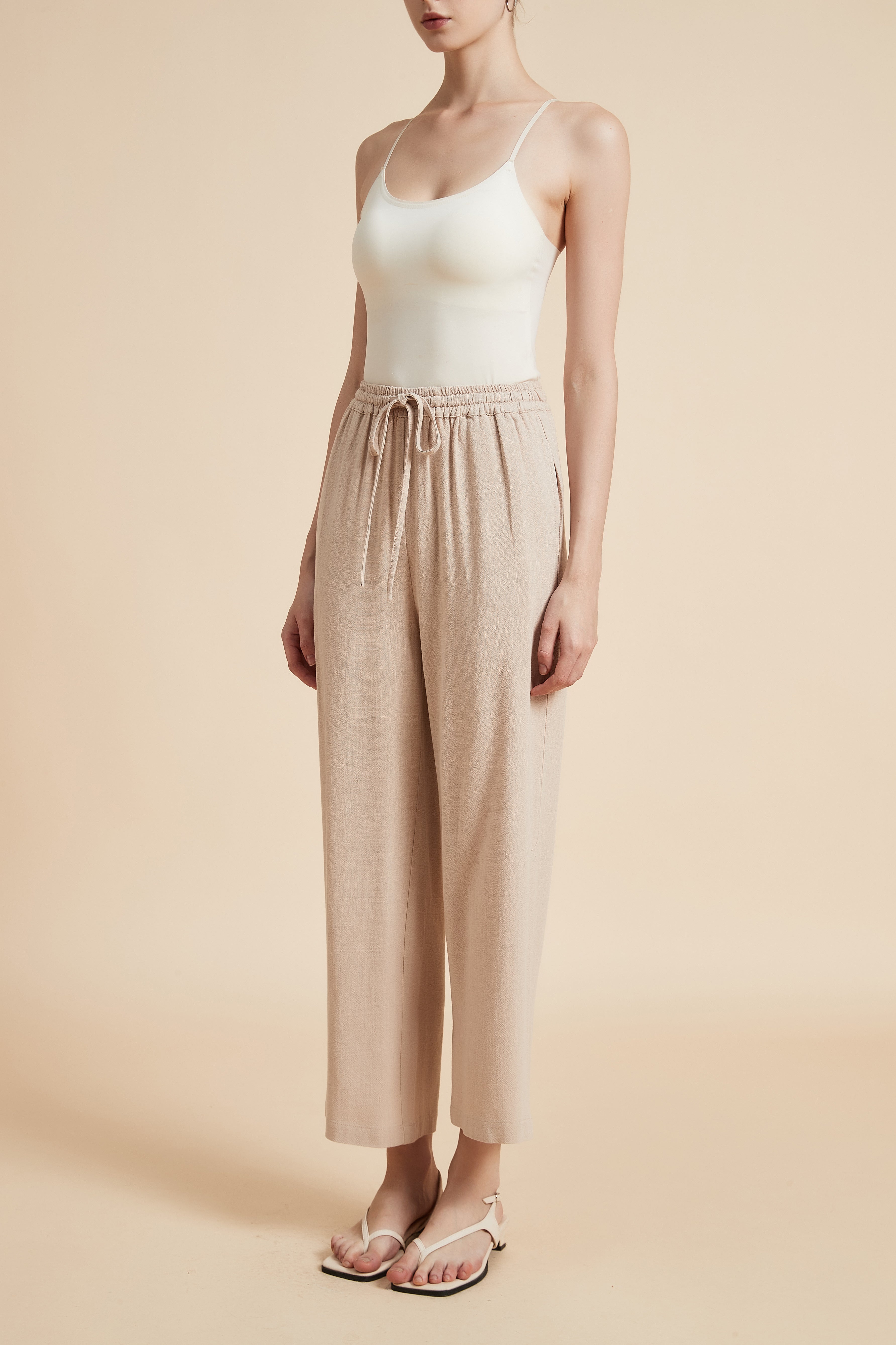 Wide-Leg Drawstring Pants