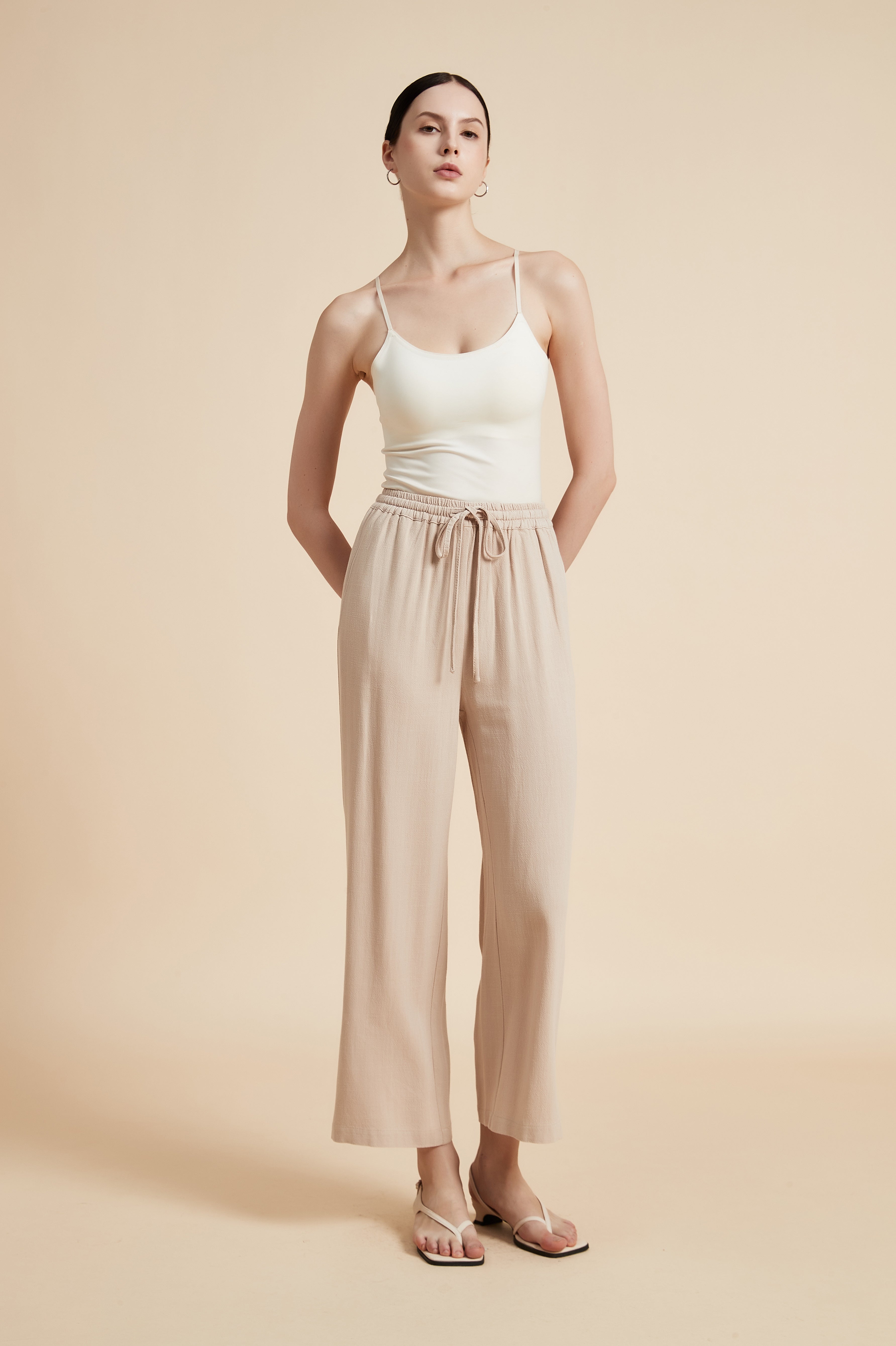 Wide-Leg Drawstring Pants