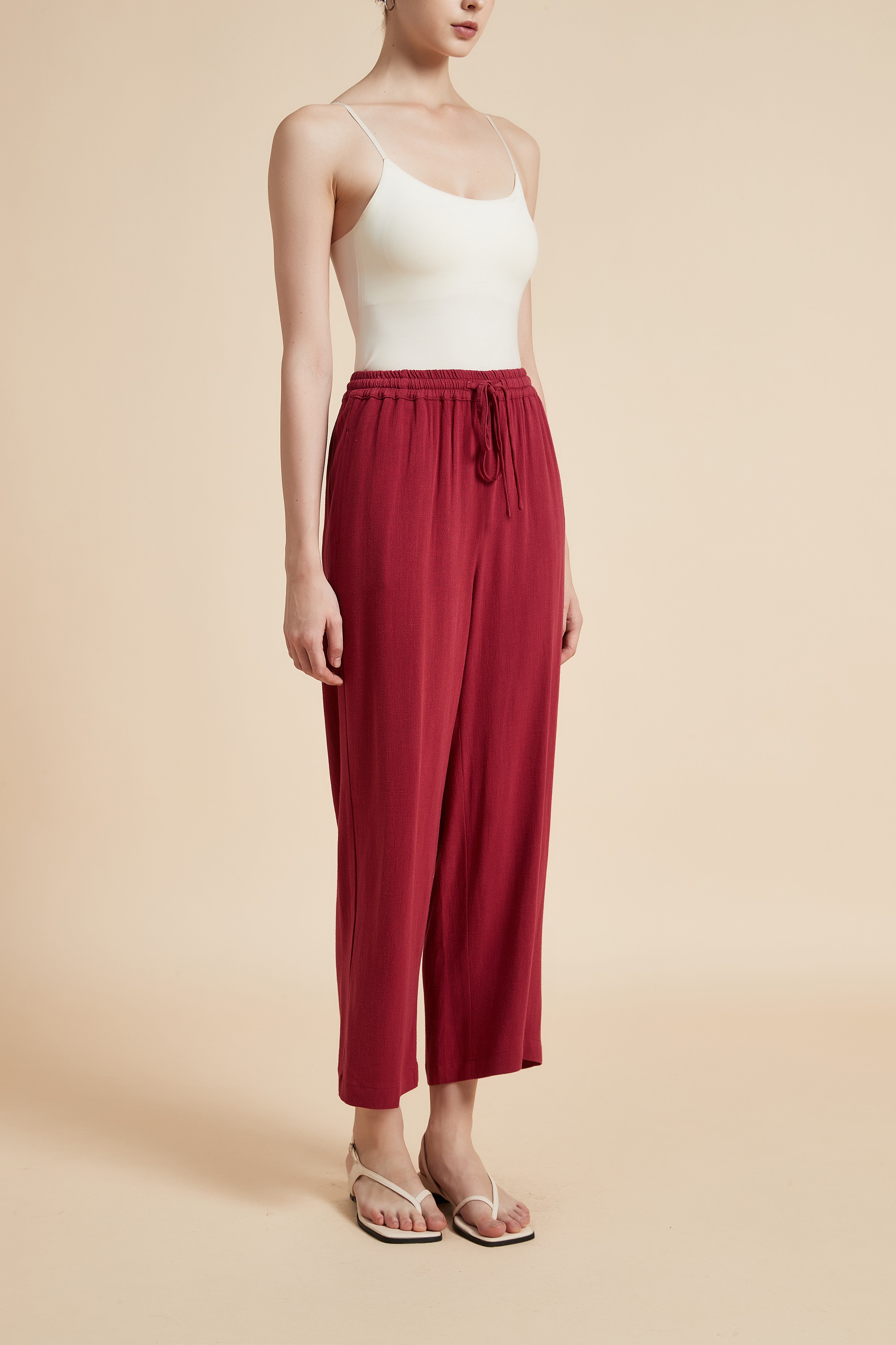 Wide-Leg Drawstring Pants