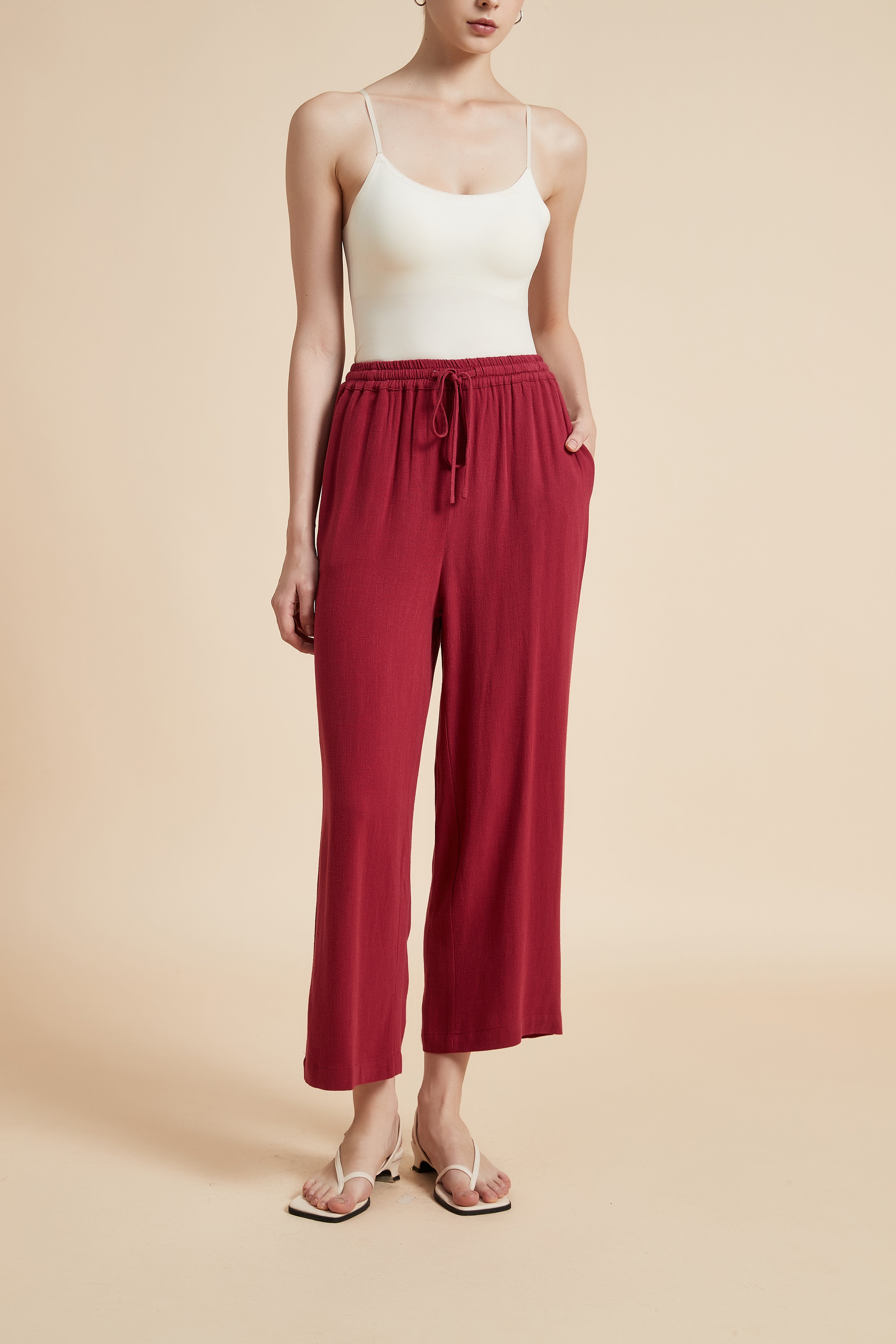 Wide-Leg Drawstring Pants