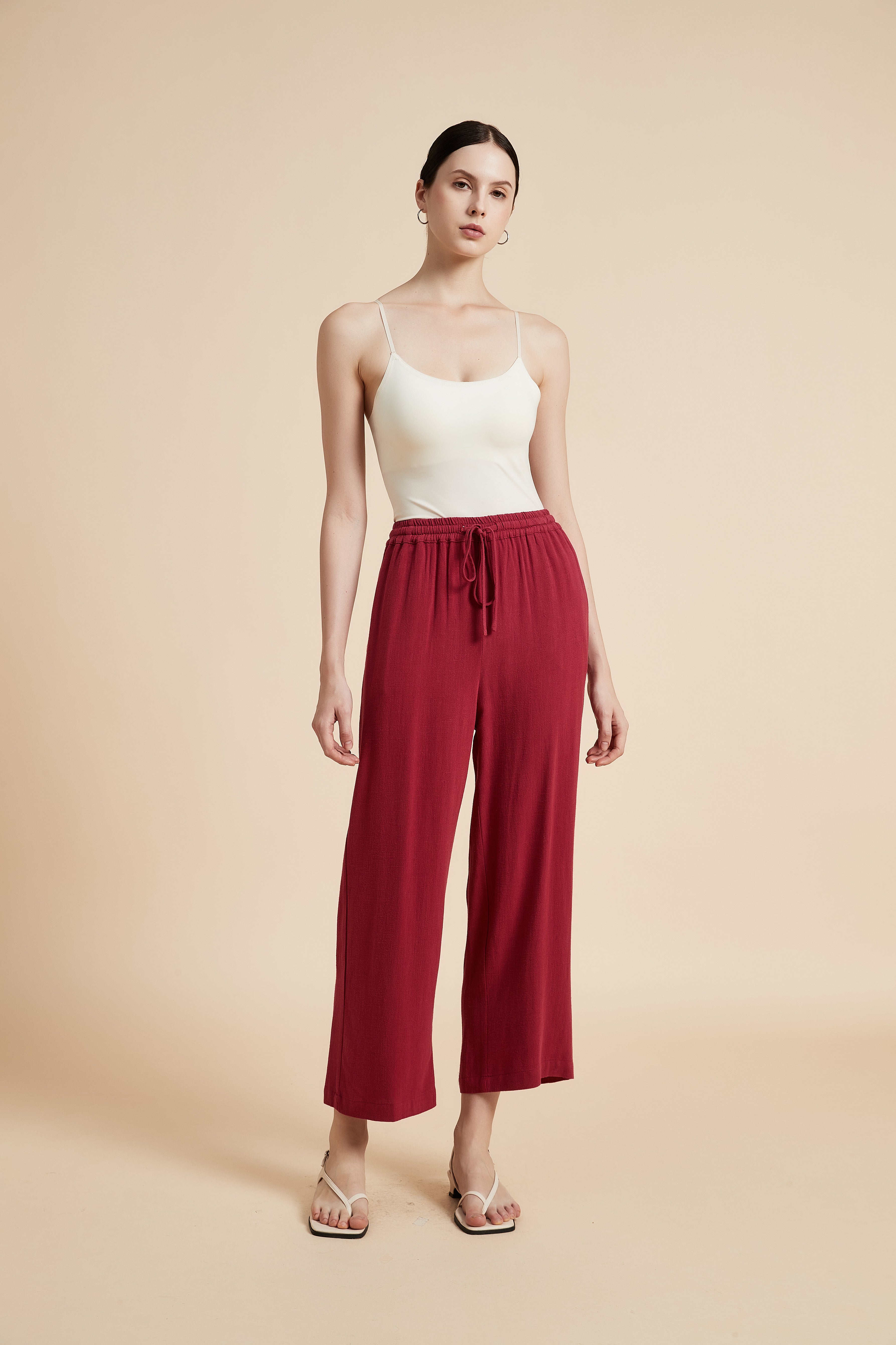 Wide-Leg Drawstring Pants