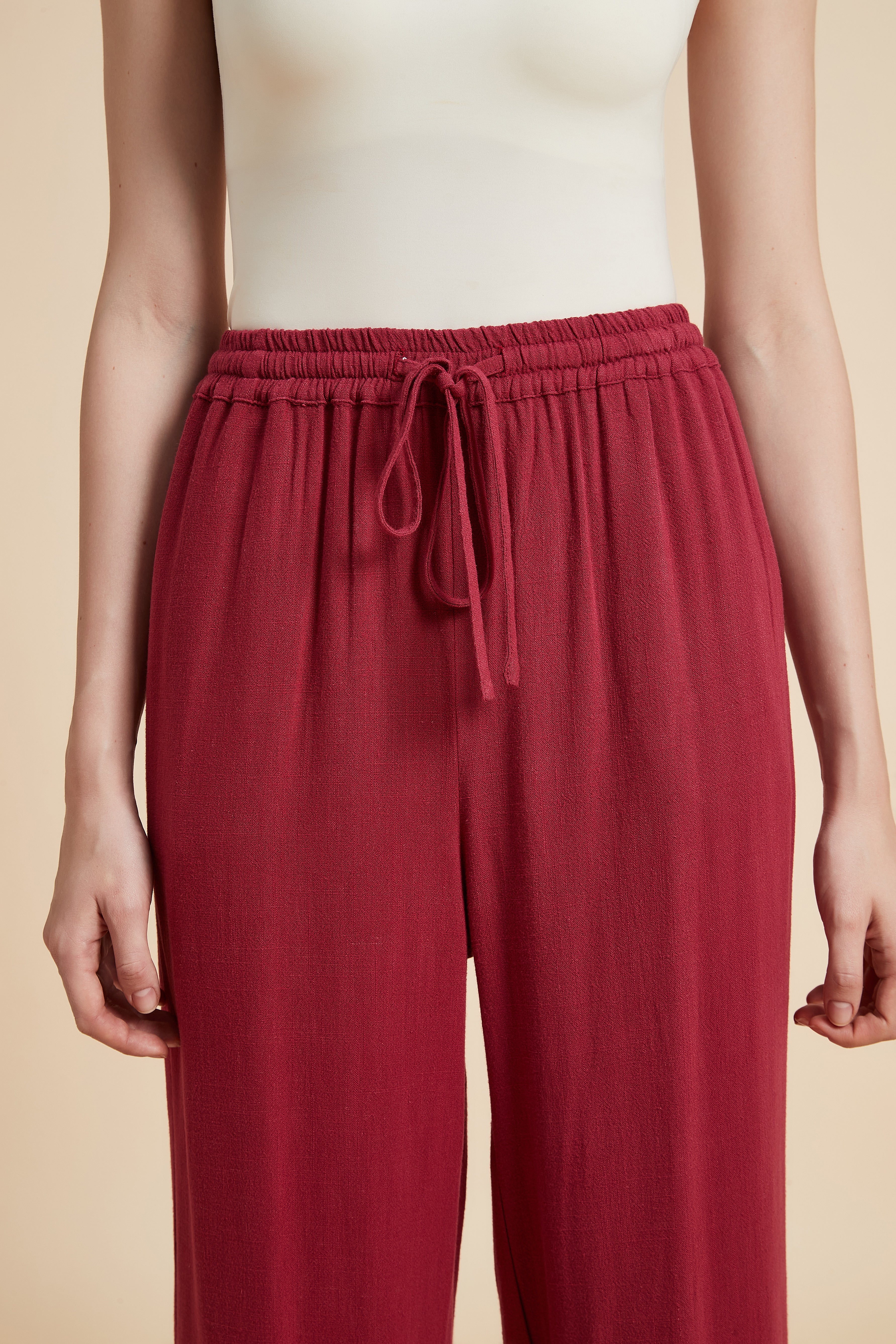 Wide-Leg Drawstring Pants