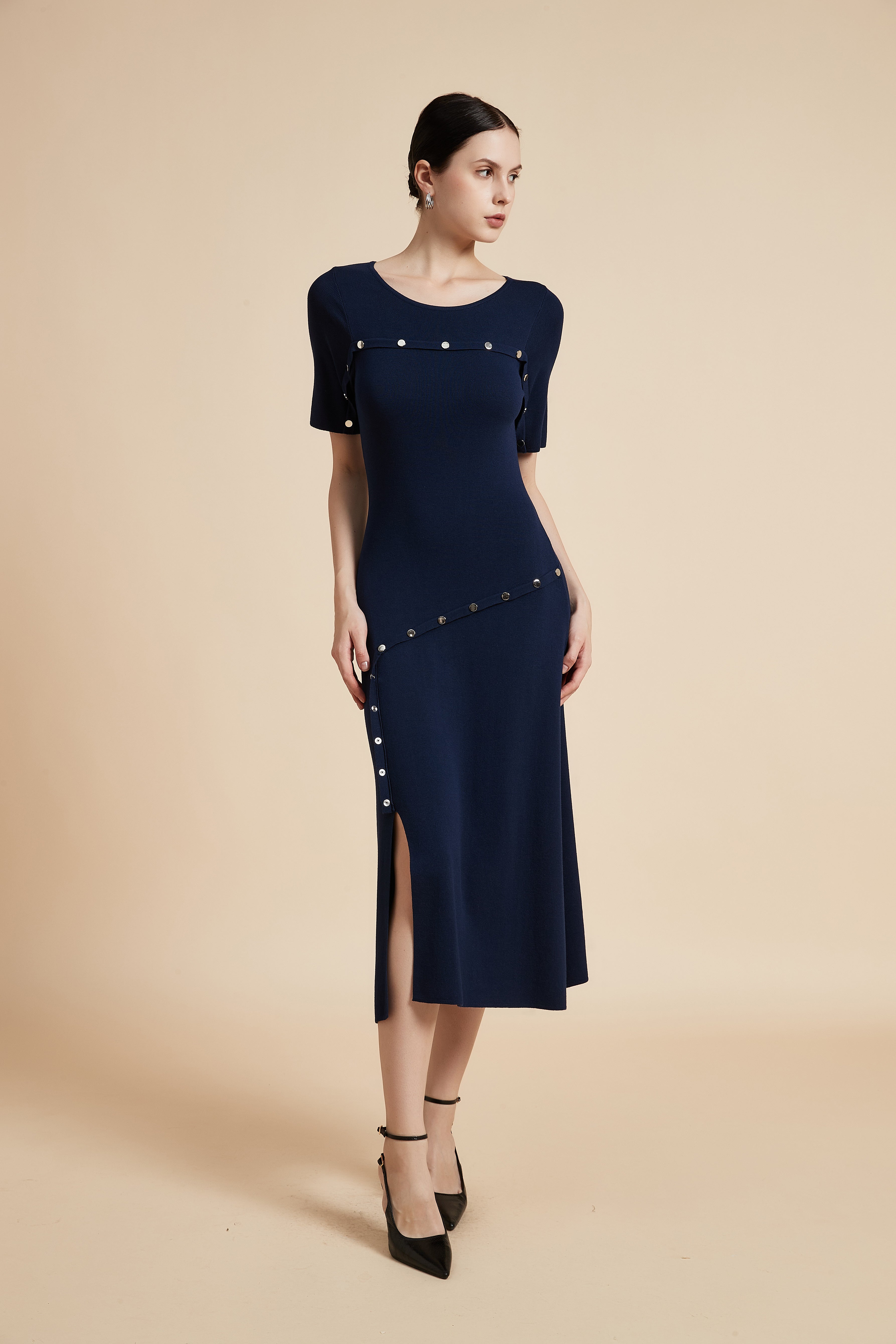 Mid-Length Dress with Side Slit