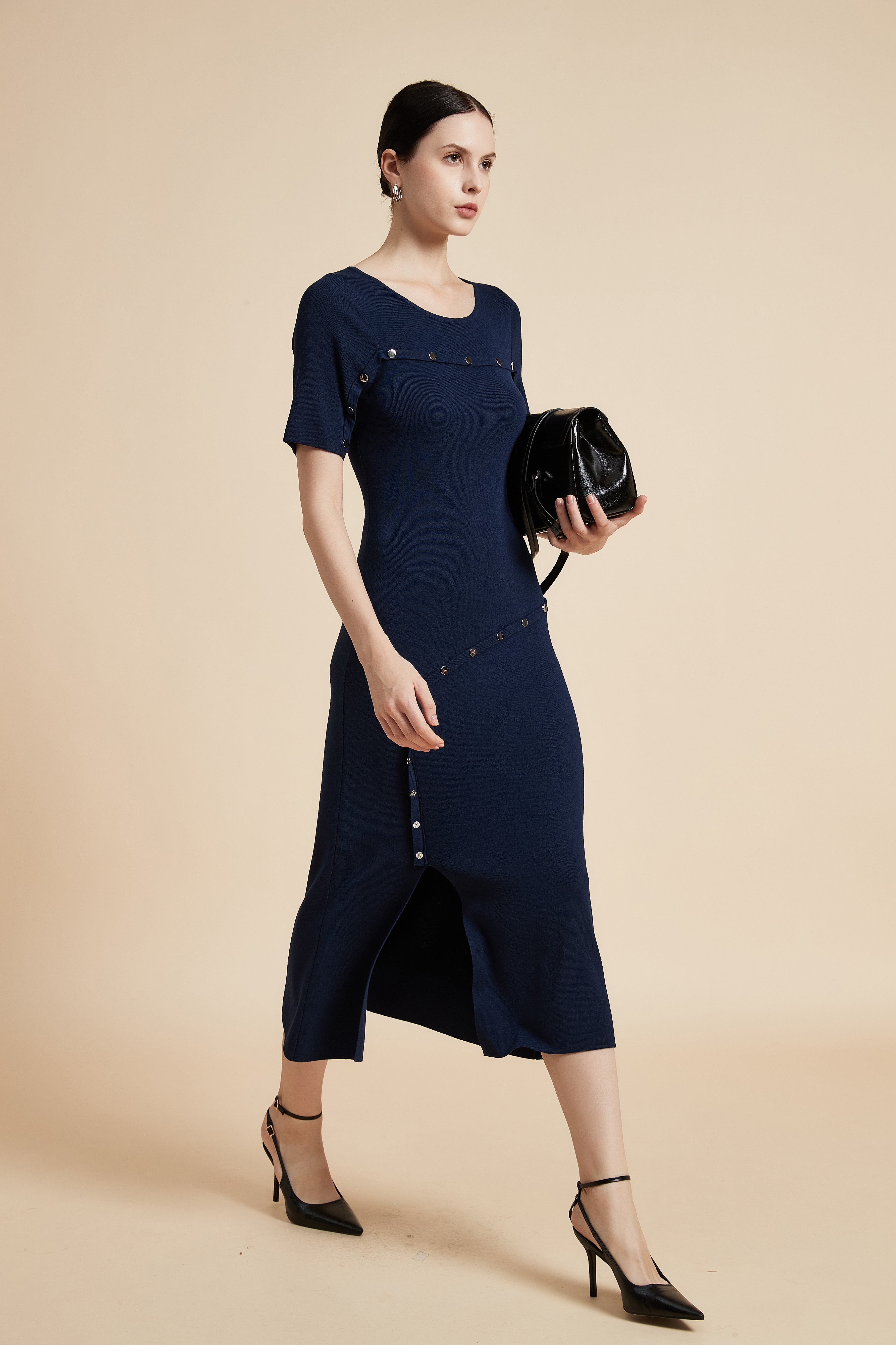 Mid-Length Dress with Side Slit