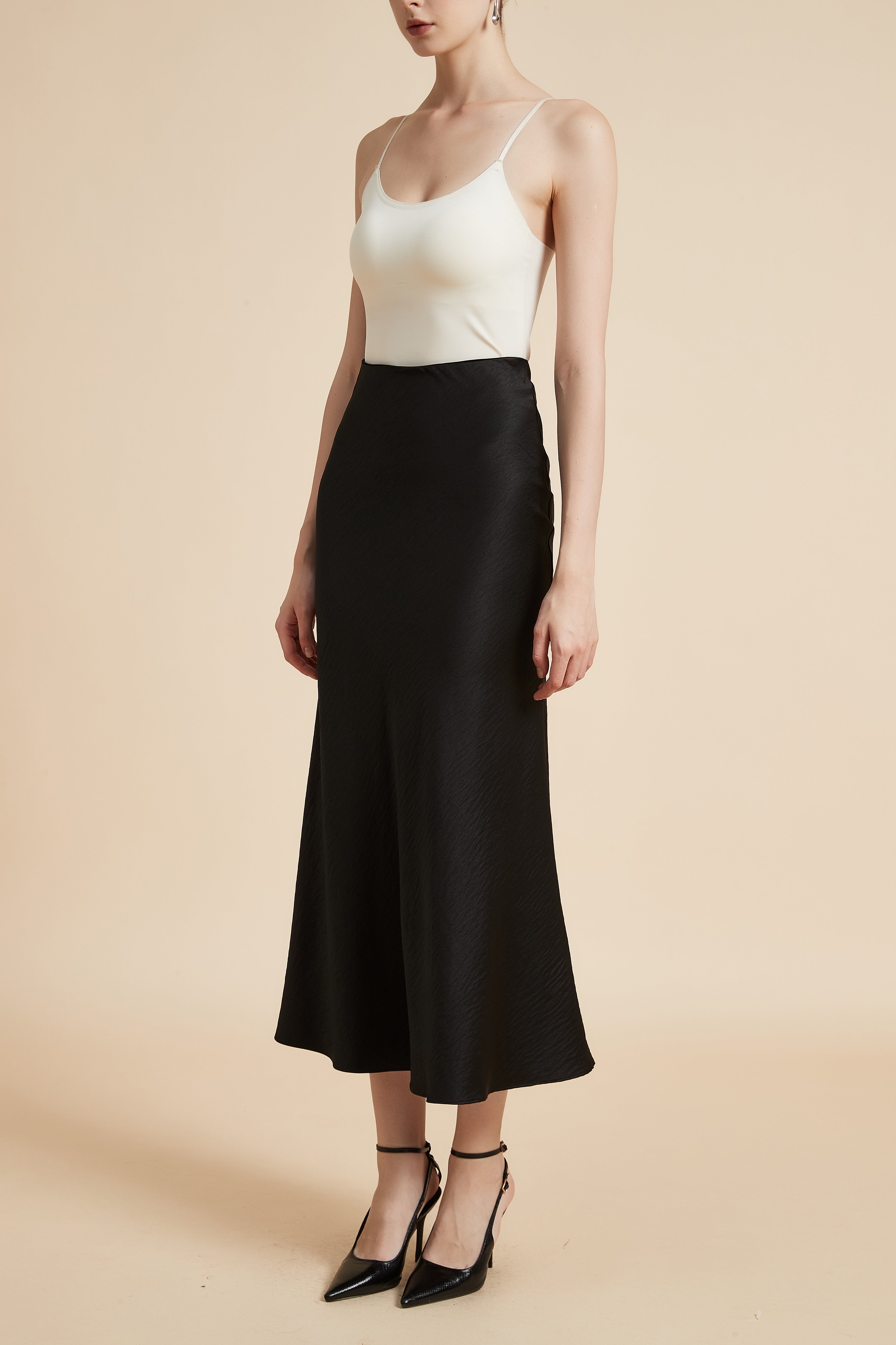 Solid Wide Midi Skirt
