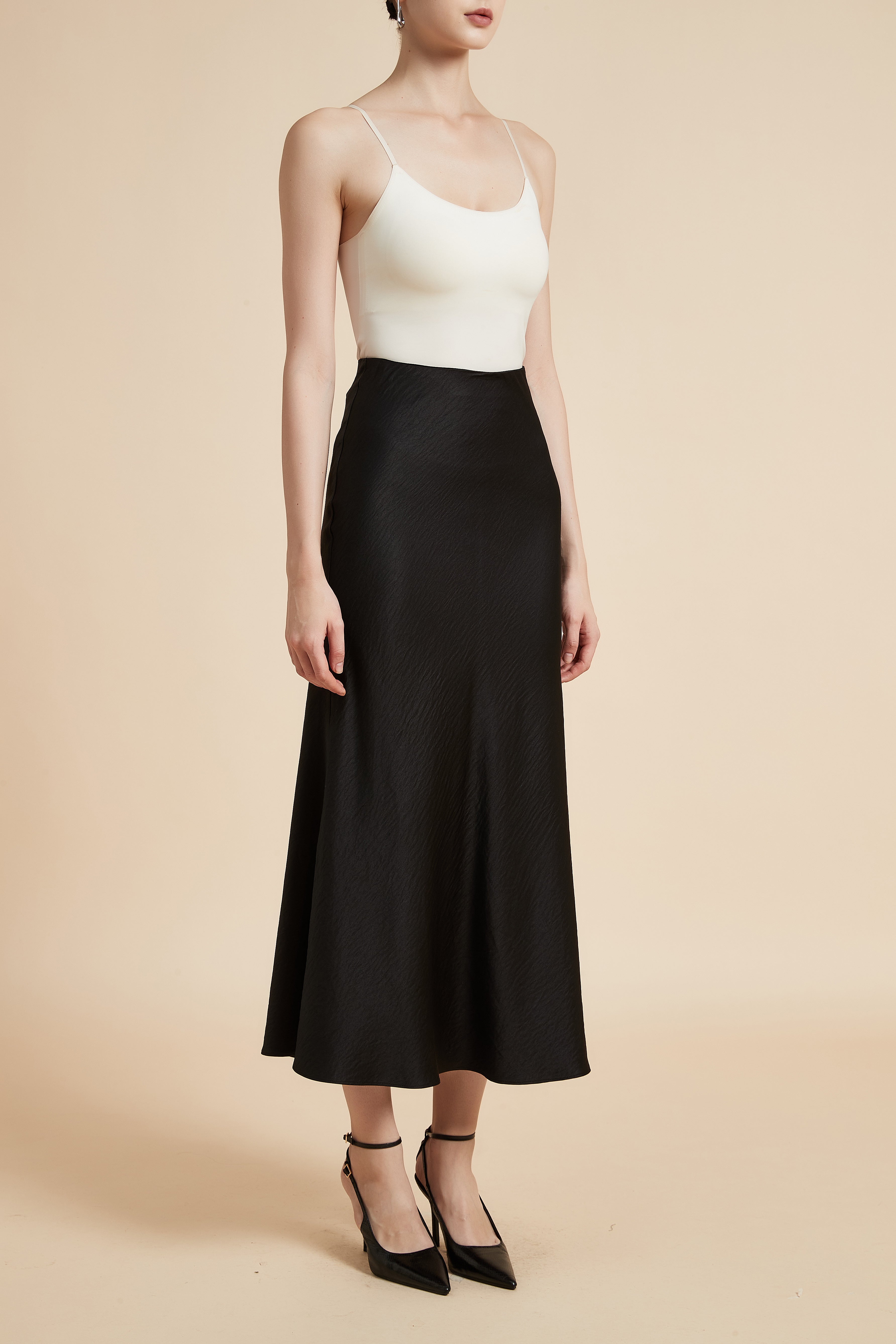 Solid Wide Midi Skirt