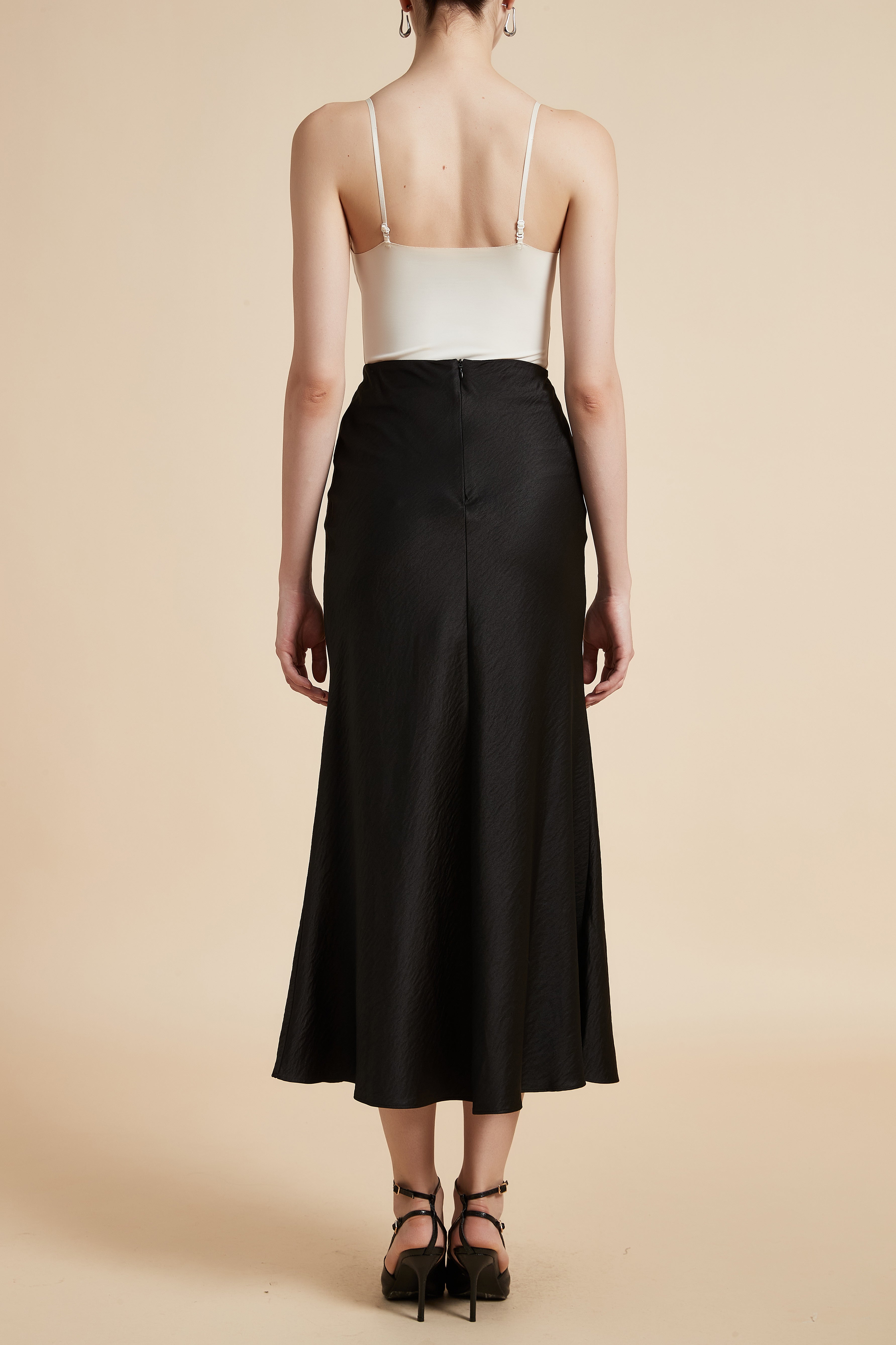 Solid Wide Midi Skirt