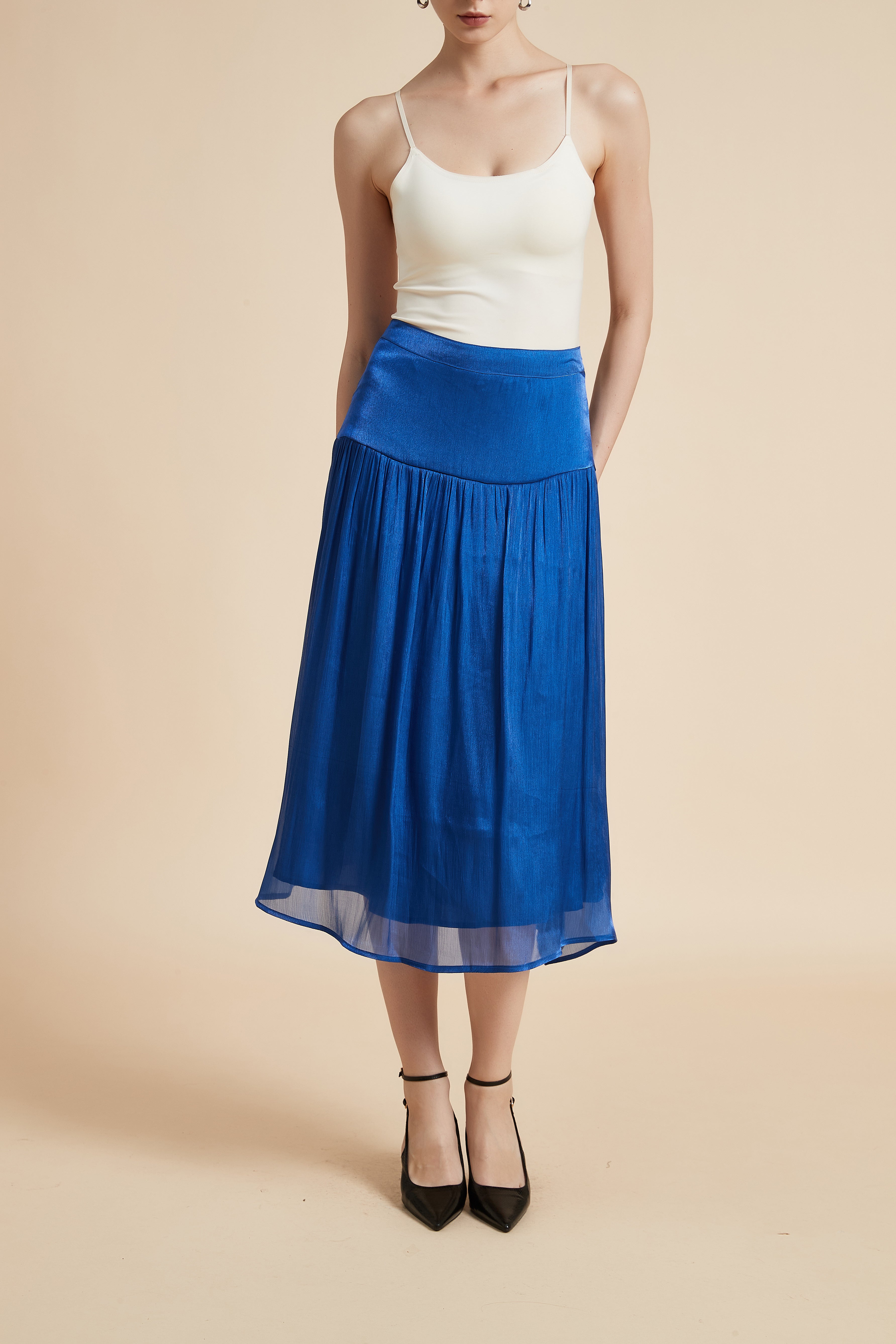 Wide Bottom Midi Skirt
