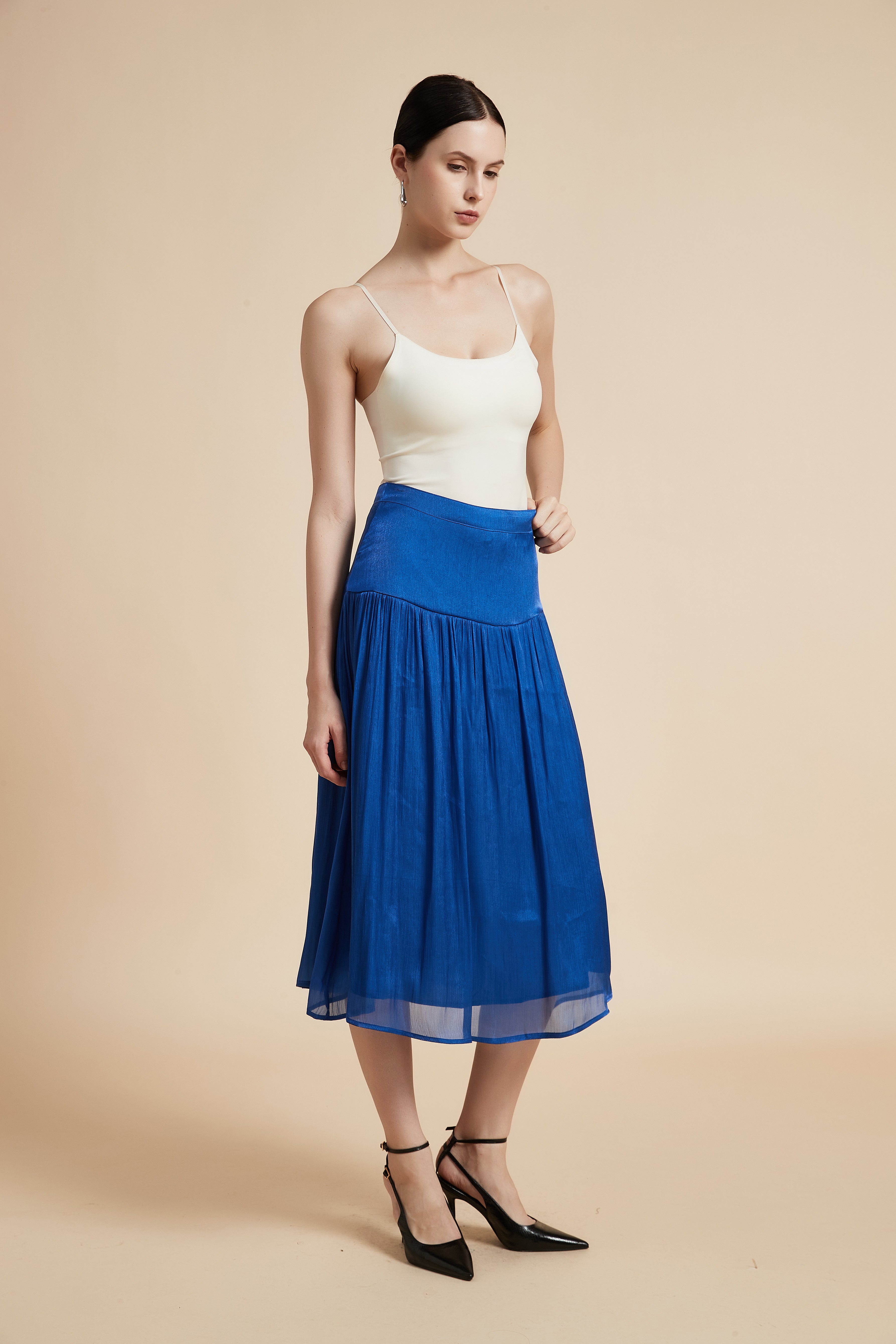 Wide Bottom Midi Skirt