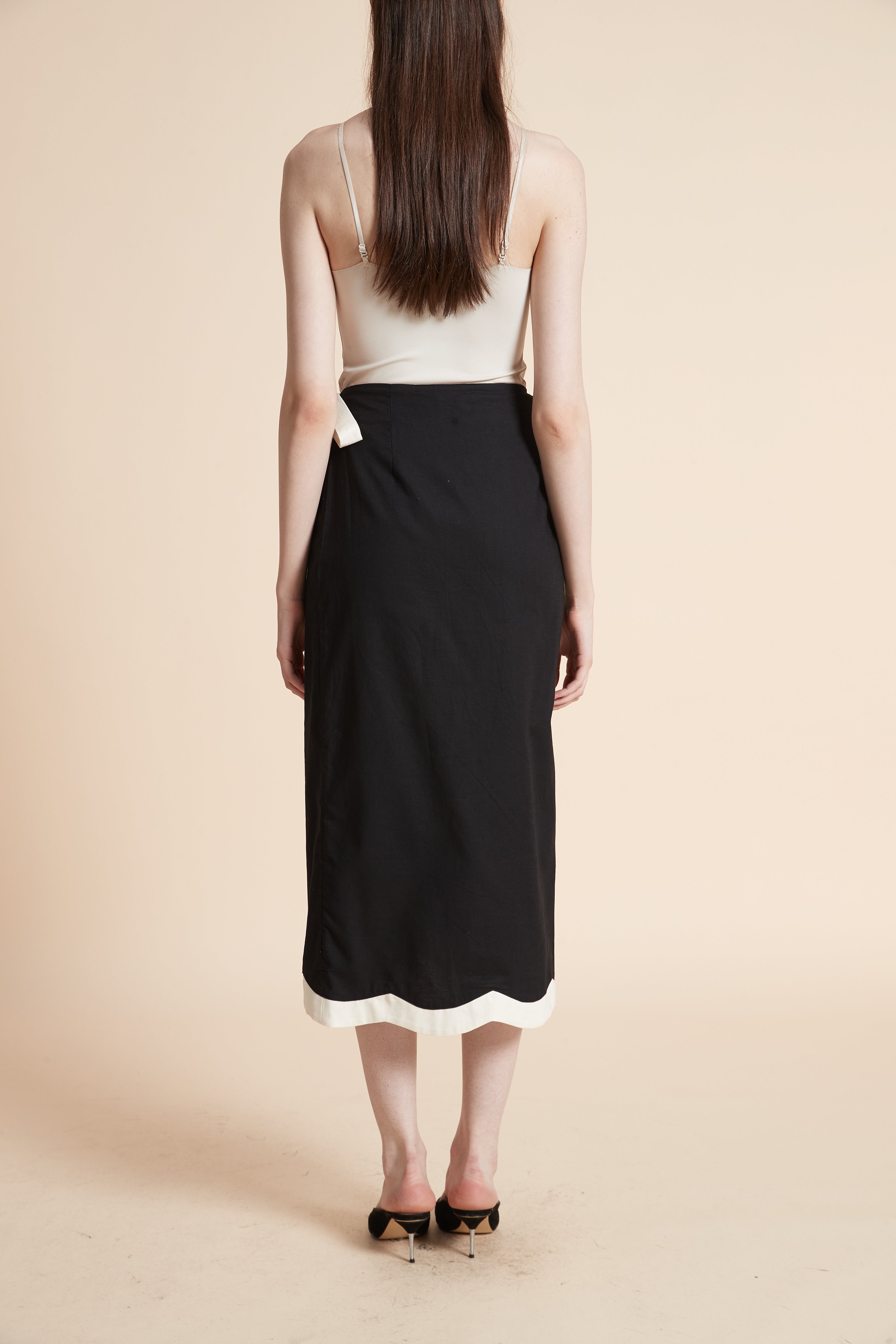 Printed Midi Skirt with Waist Tie