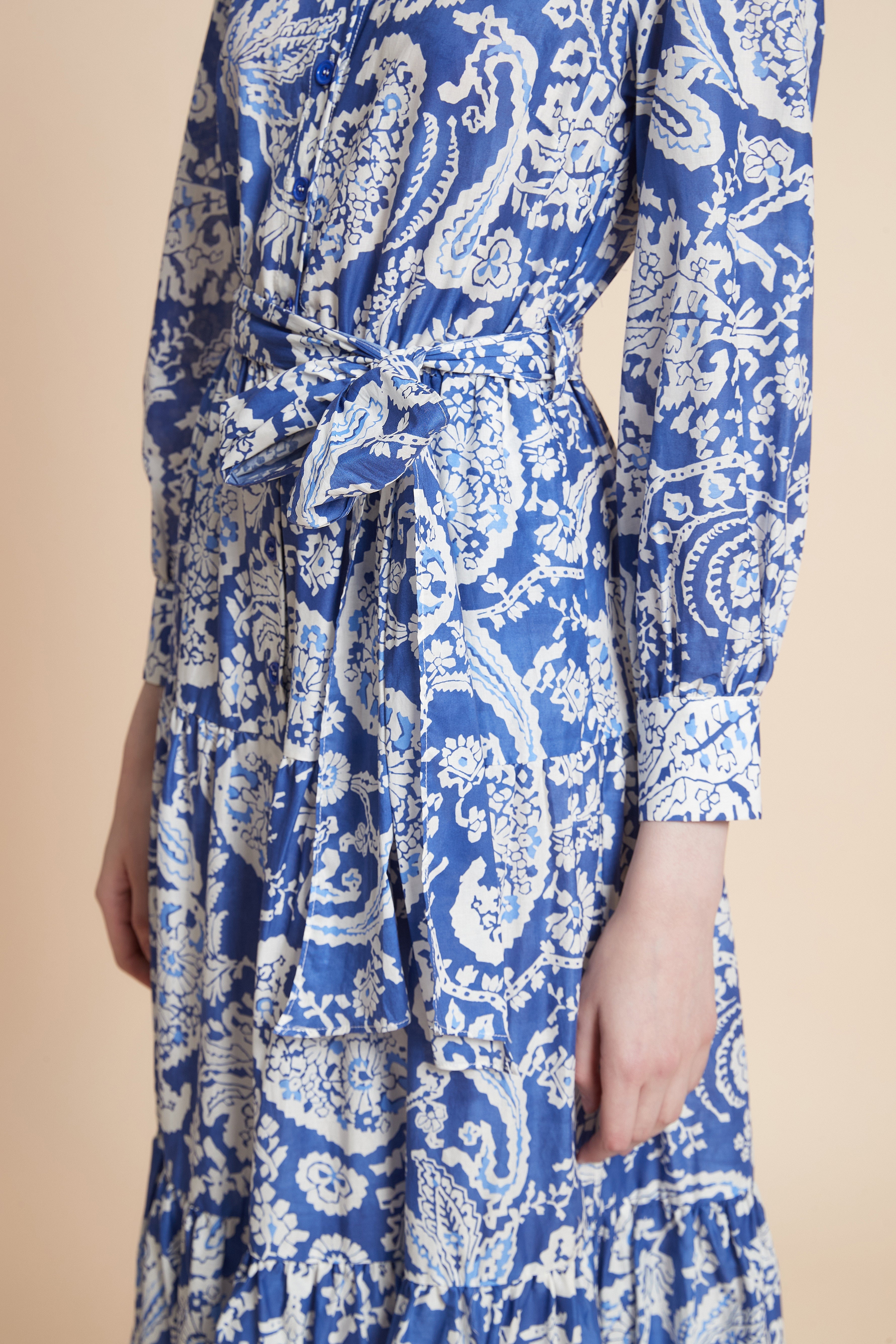 Printed Three-Quarter Sleeve Maxi Dress