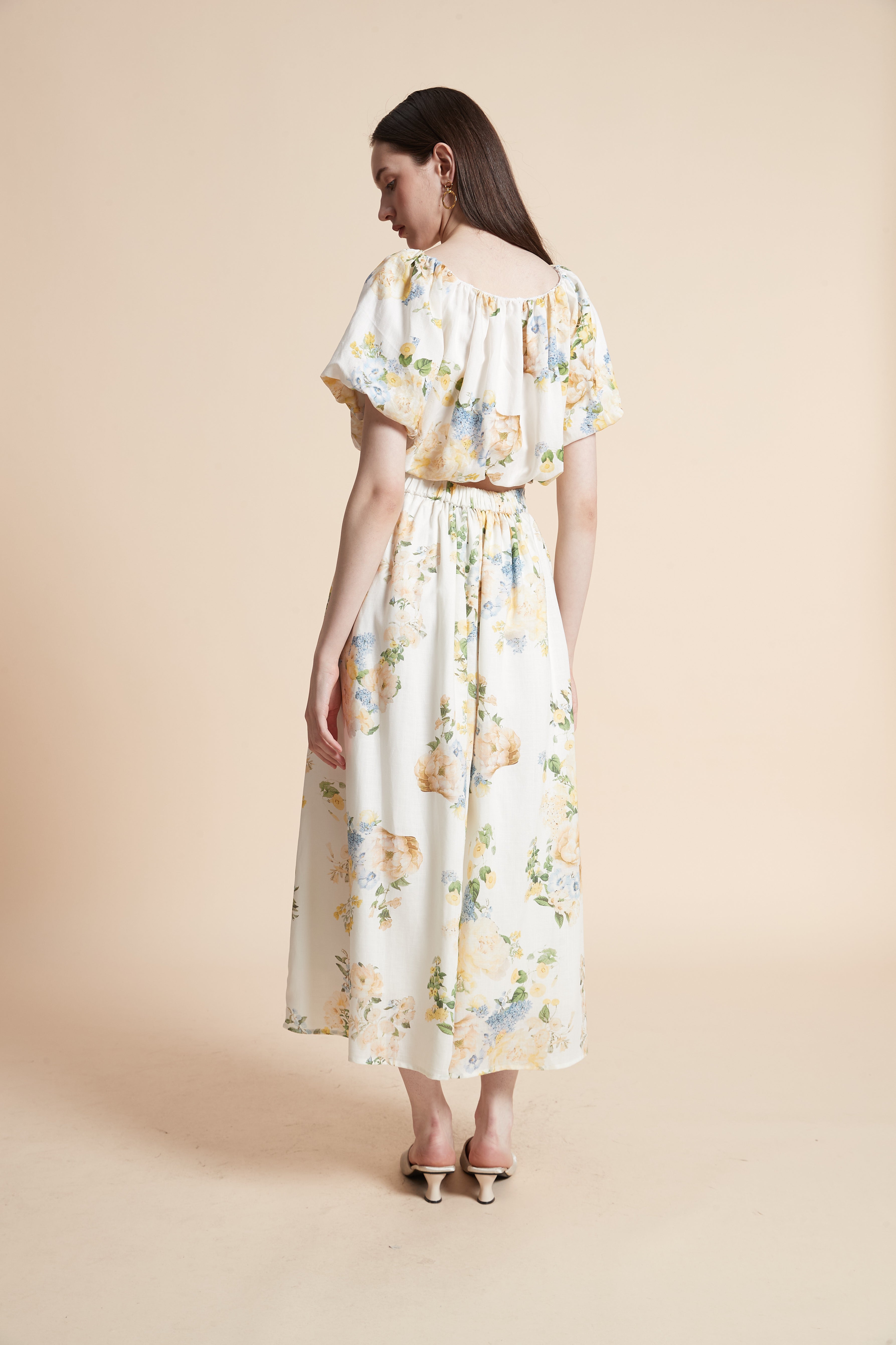 Short Printed Crop Top with Short Sleeves