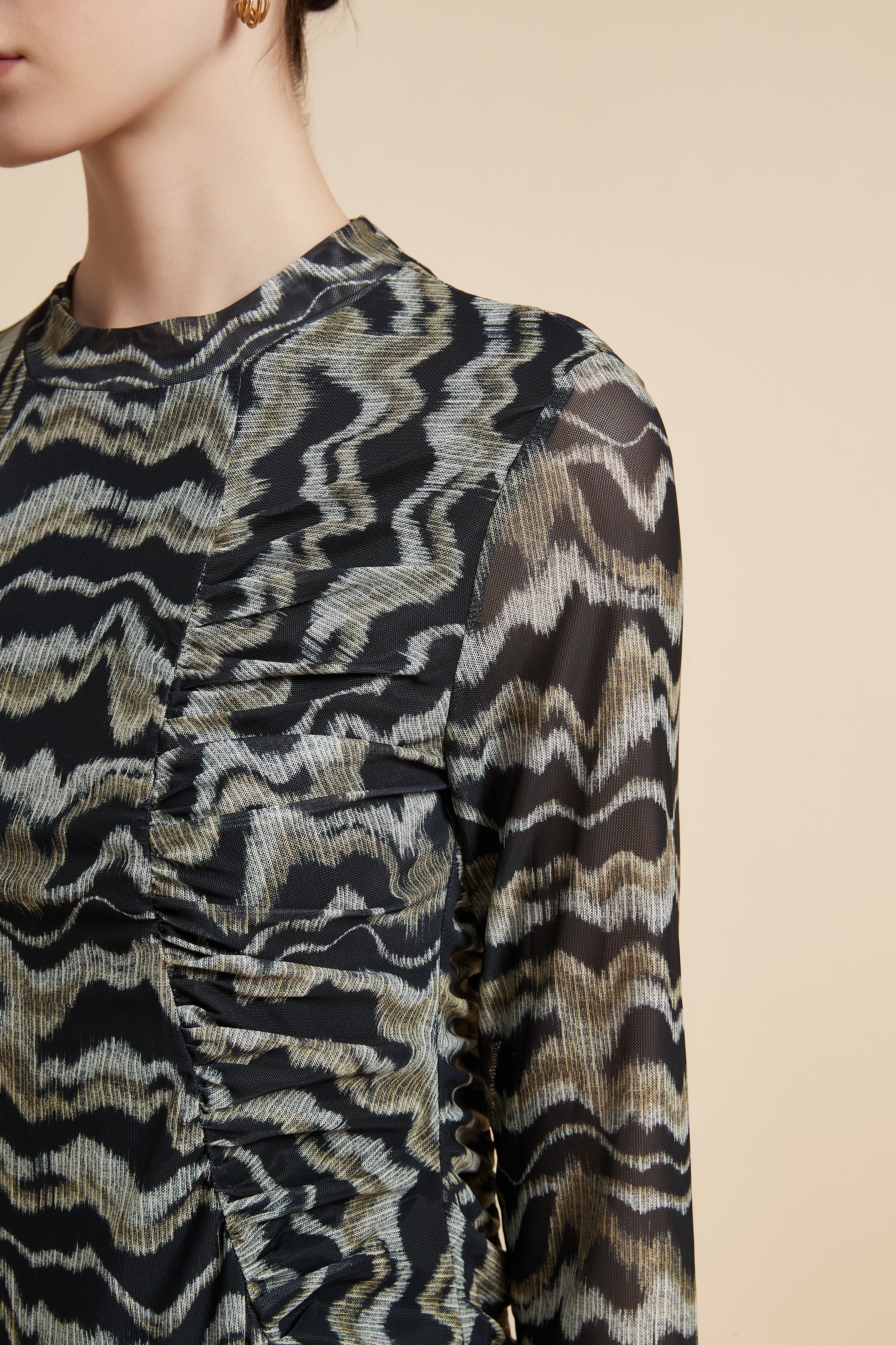 Long Sleeve Printed Midi Dress