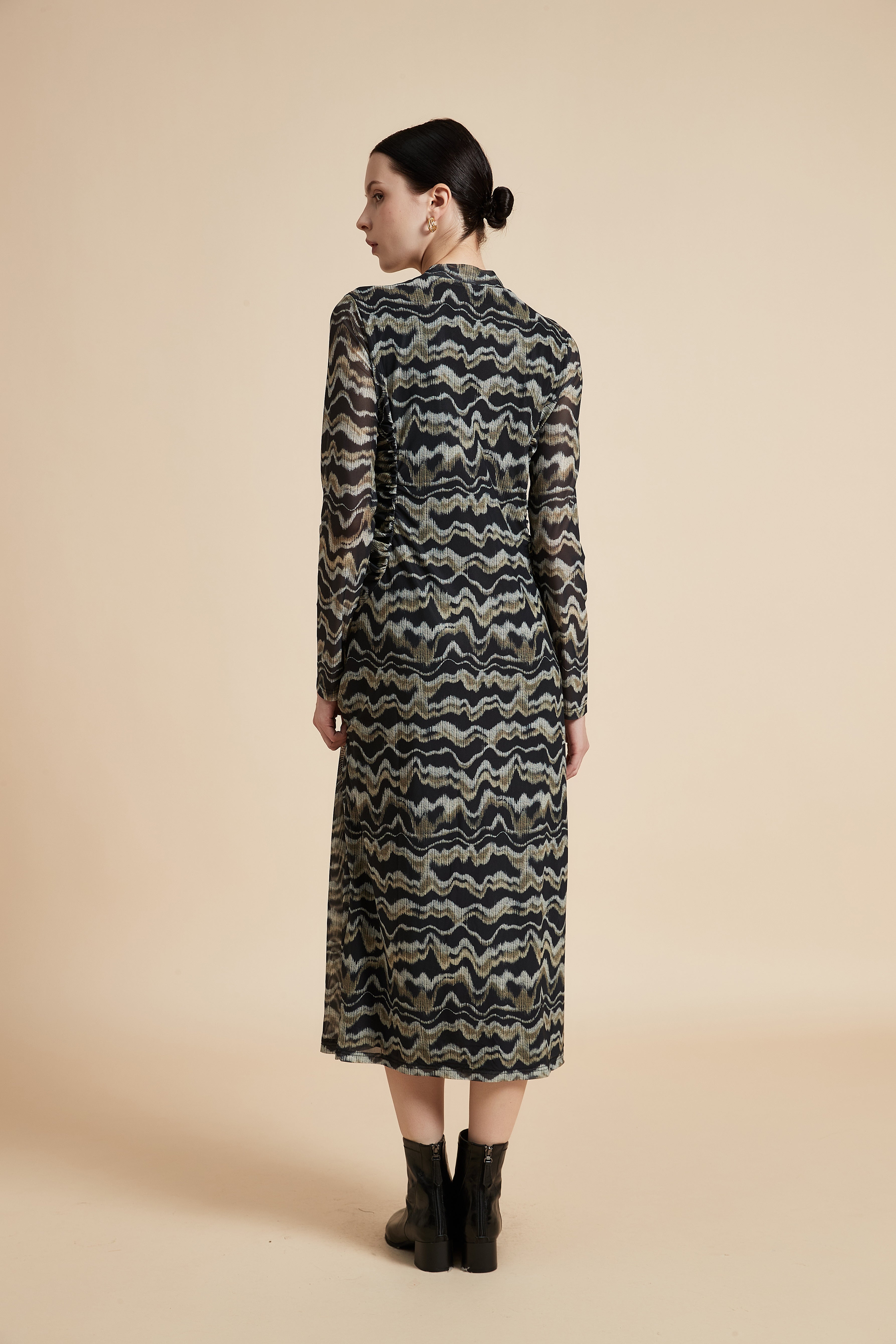 Long Sleeve Printed Midi Dress