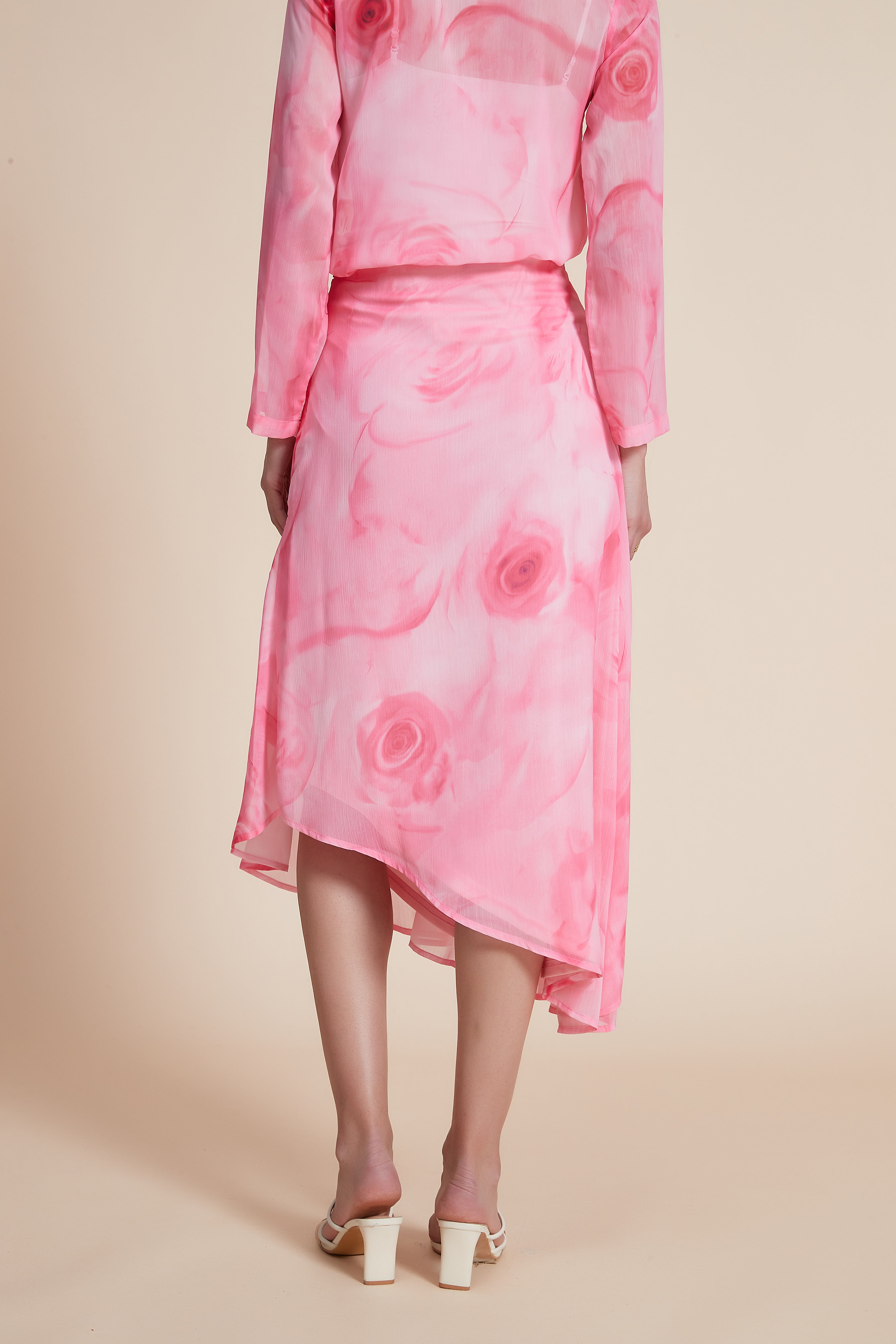 Flared Midi Skirt with Floral Print