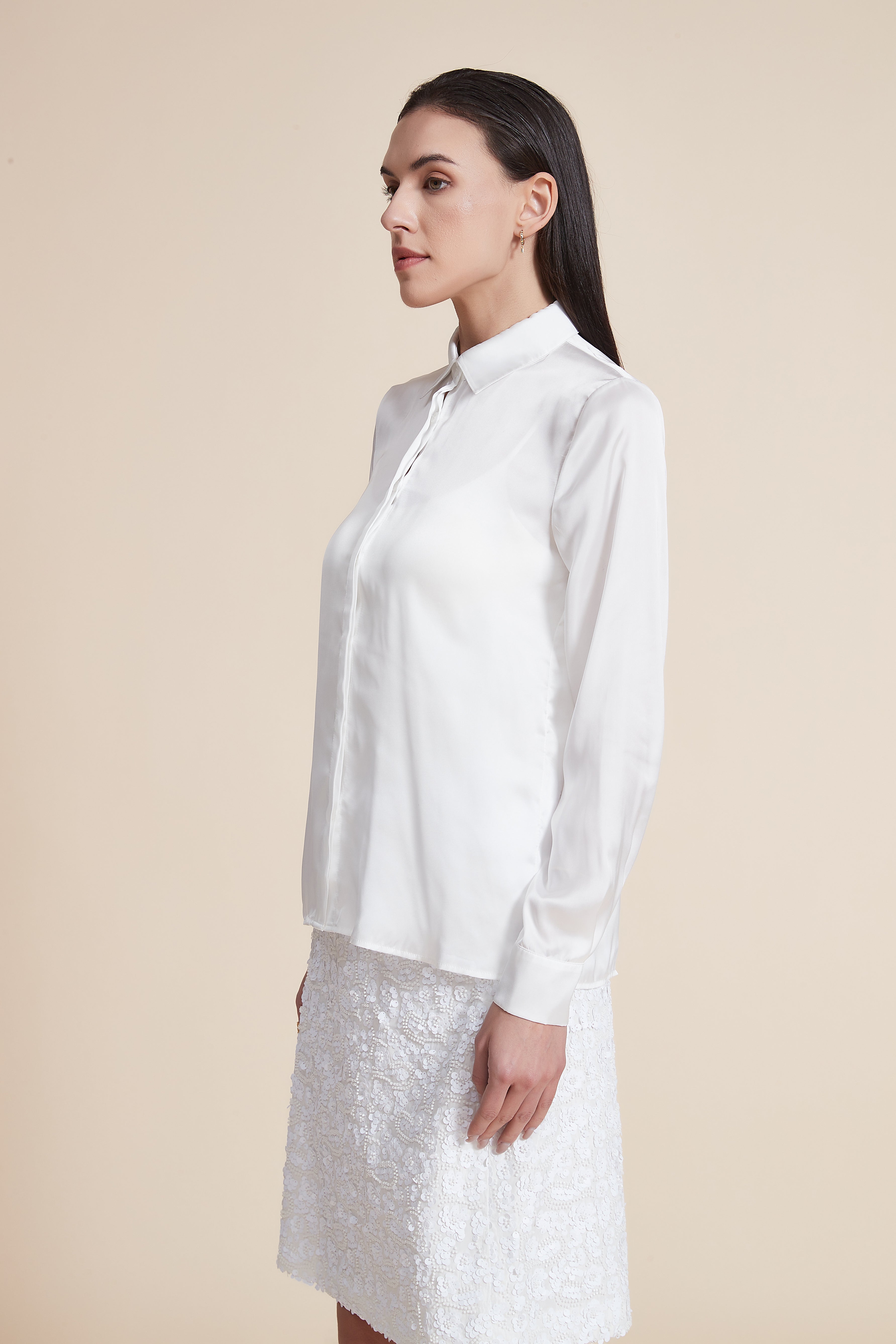 Soft Solid Blouse with Front Buttons