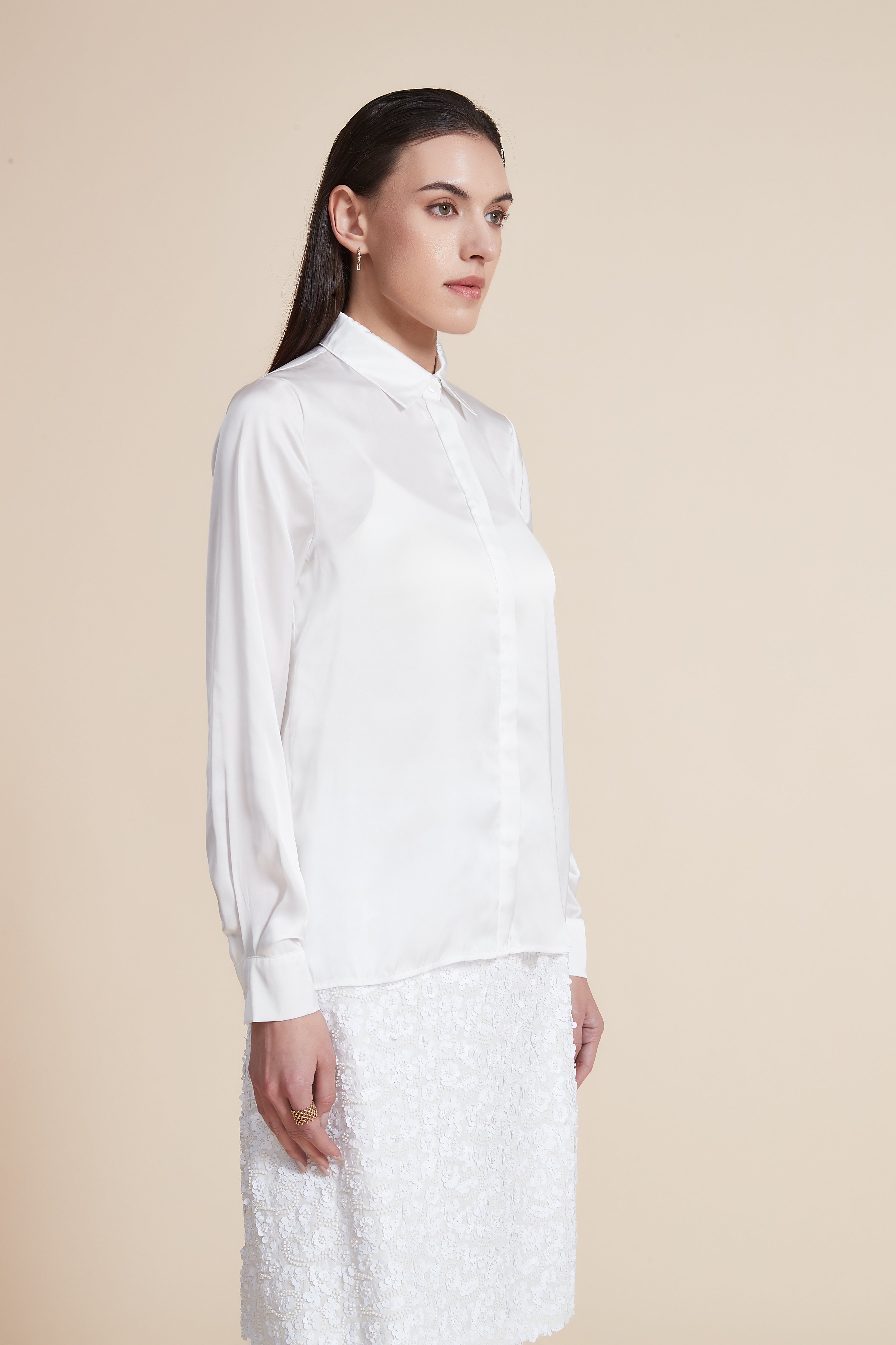 Soft Solid Blouse with Front Buttons