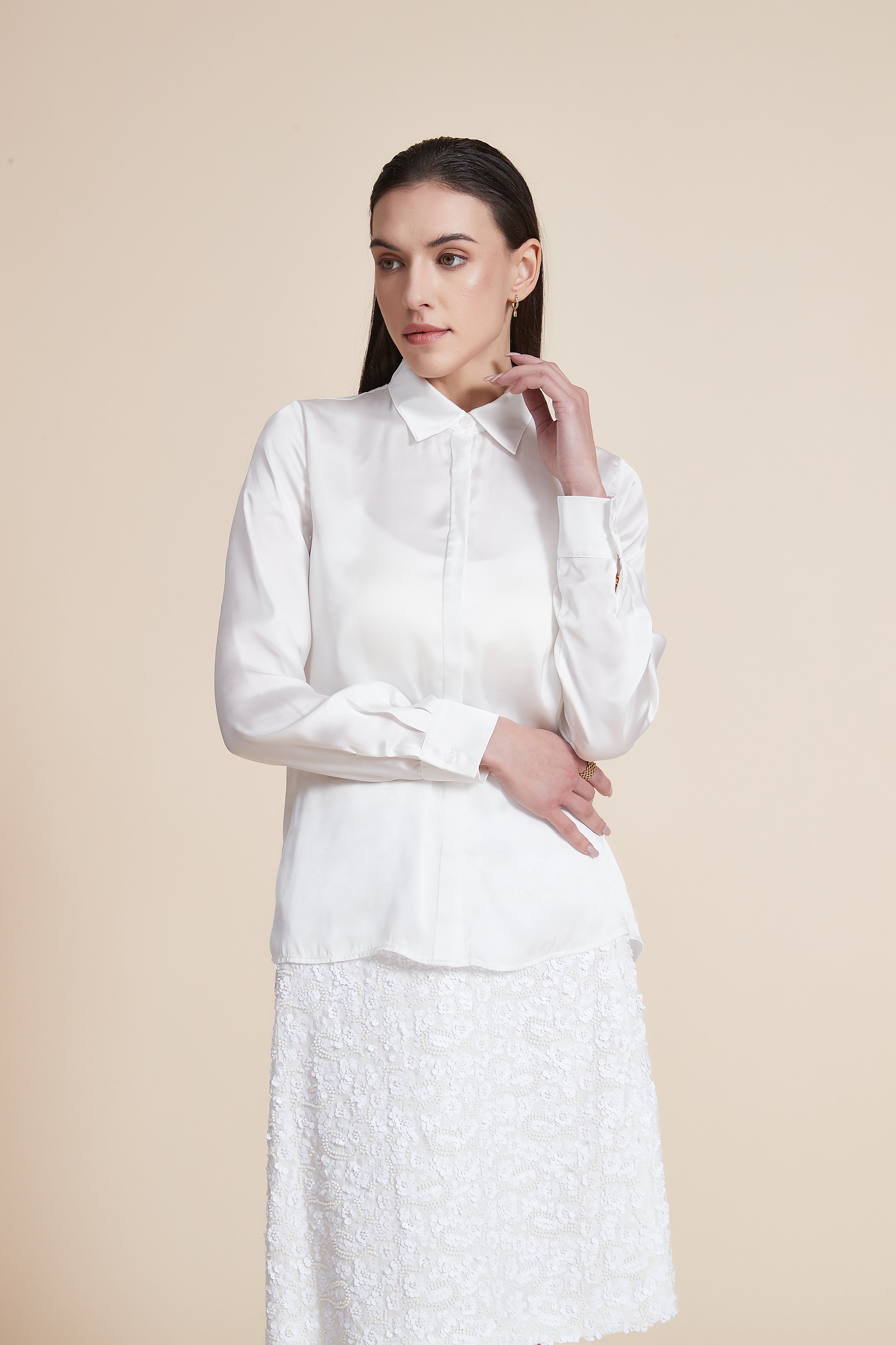 Soft Solid Blouse with Front Buttons