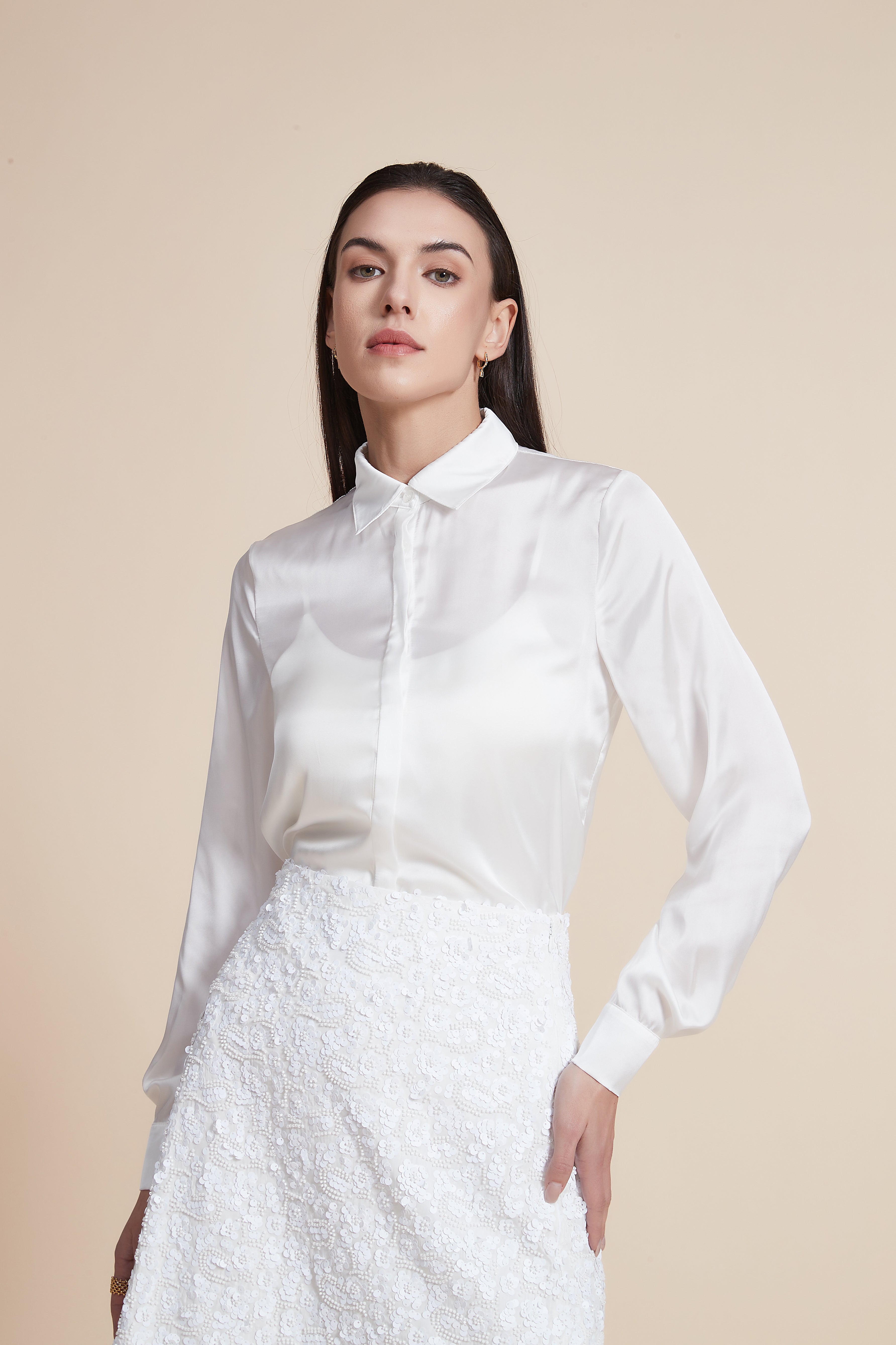 Soft Solid Blouse with Front Buttons