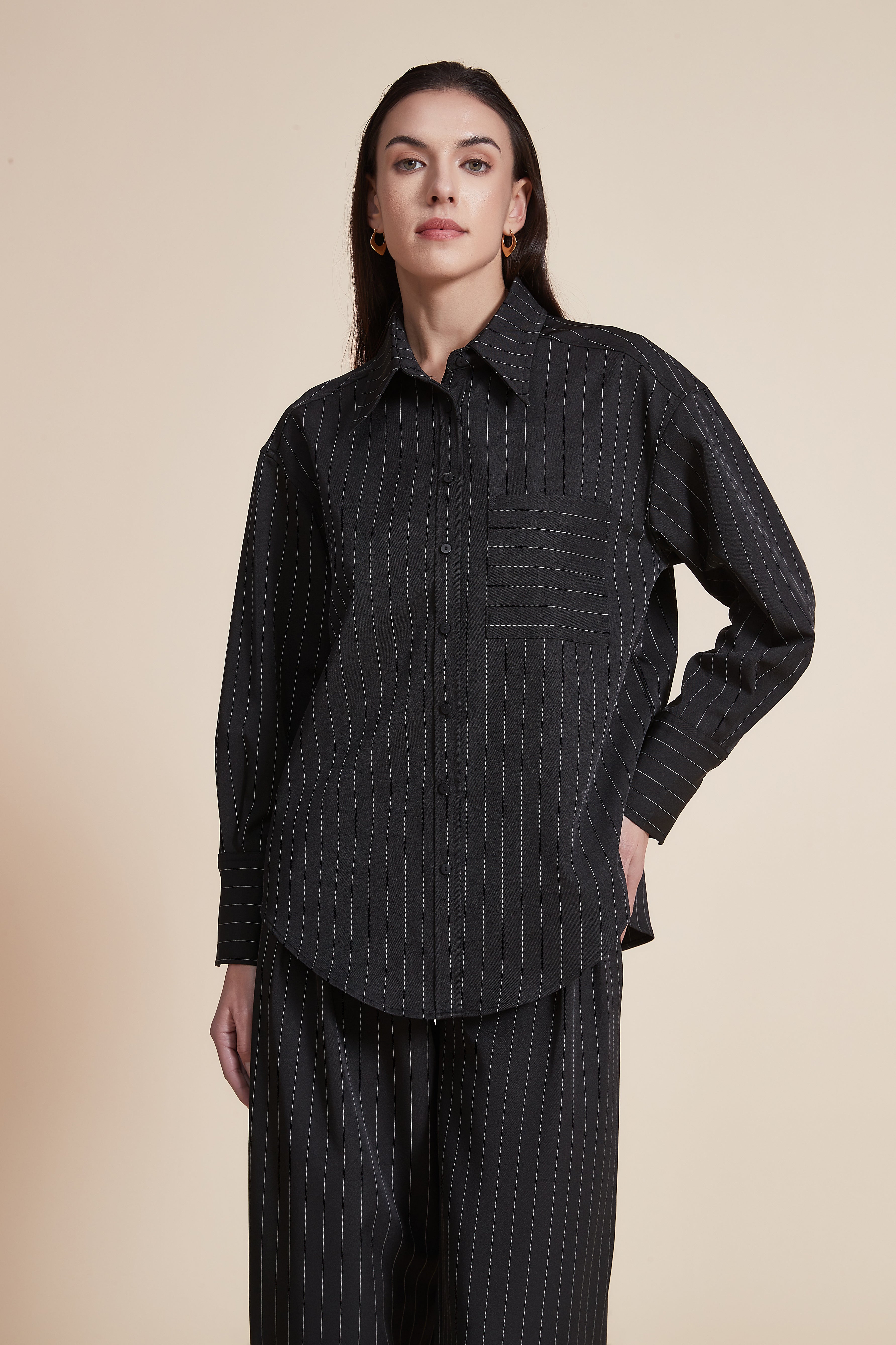 Long sleeve shirt-style blouse