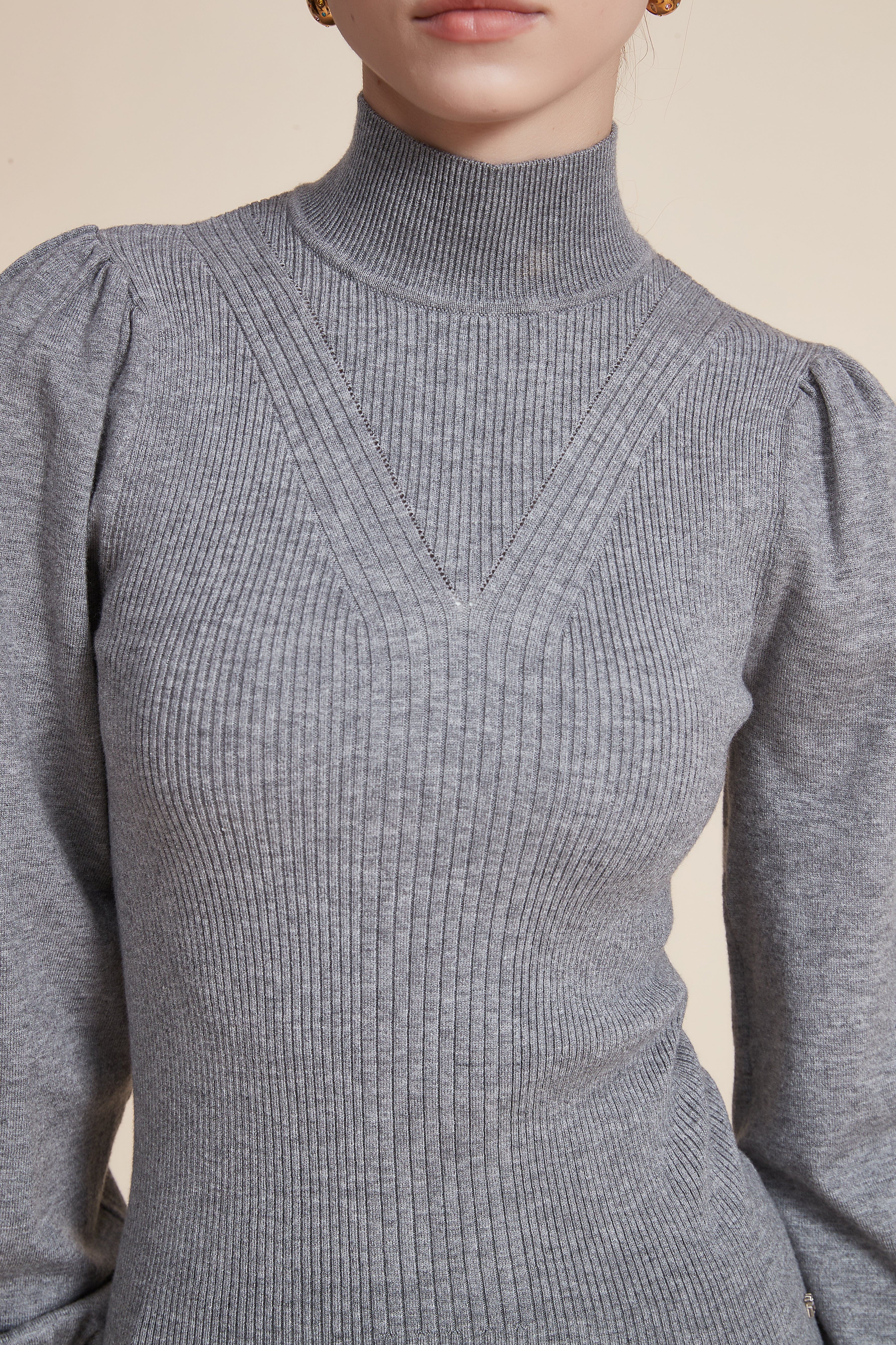 Long Sleeve Loose Blouse with High Neck