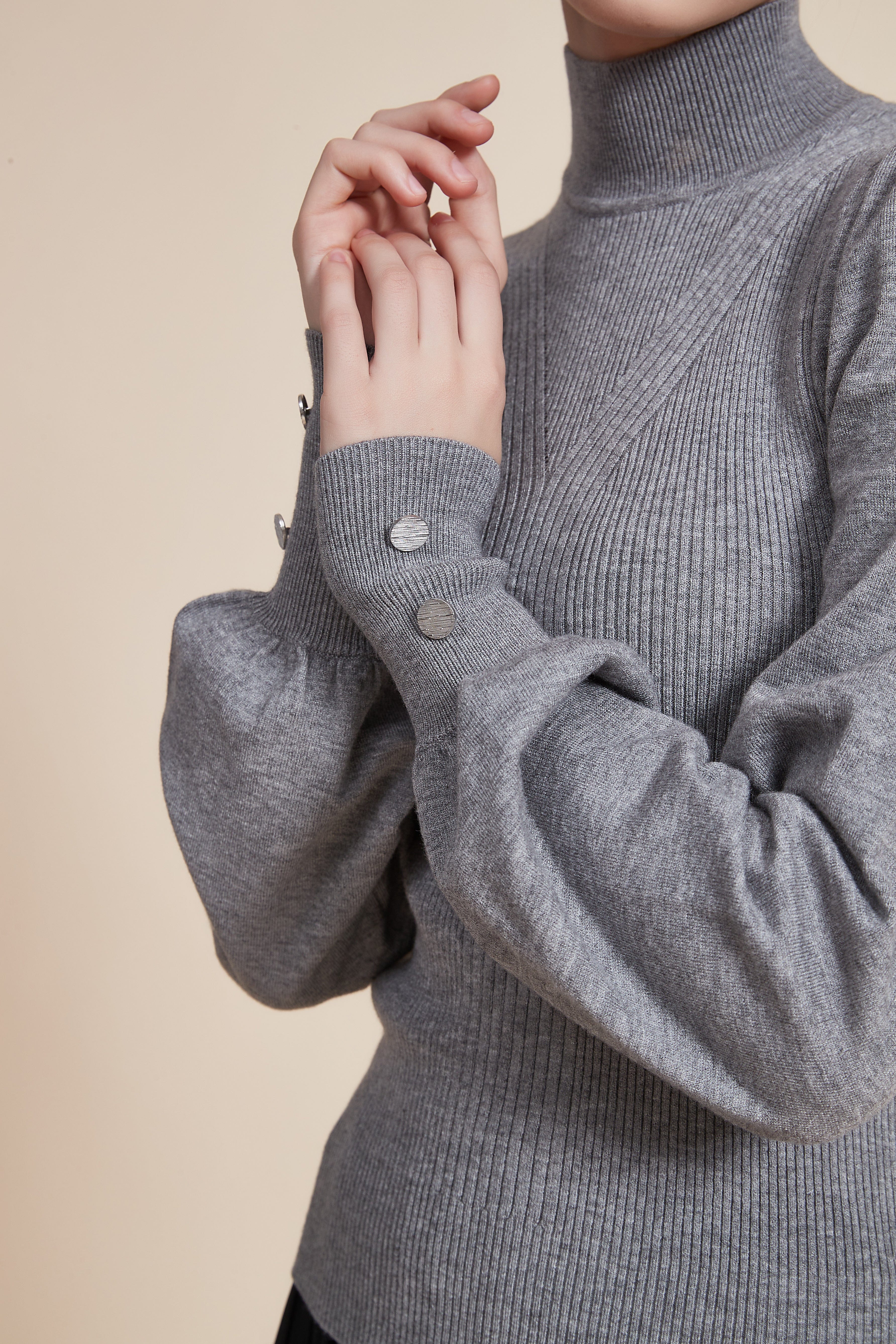 Long Sleeve Loose Blouse with High Neck