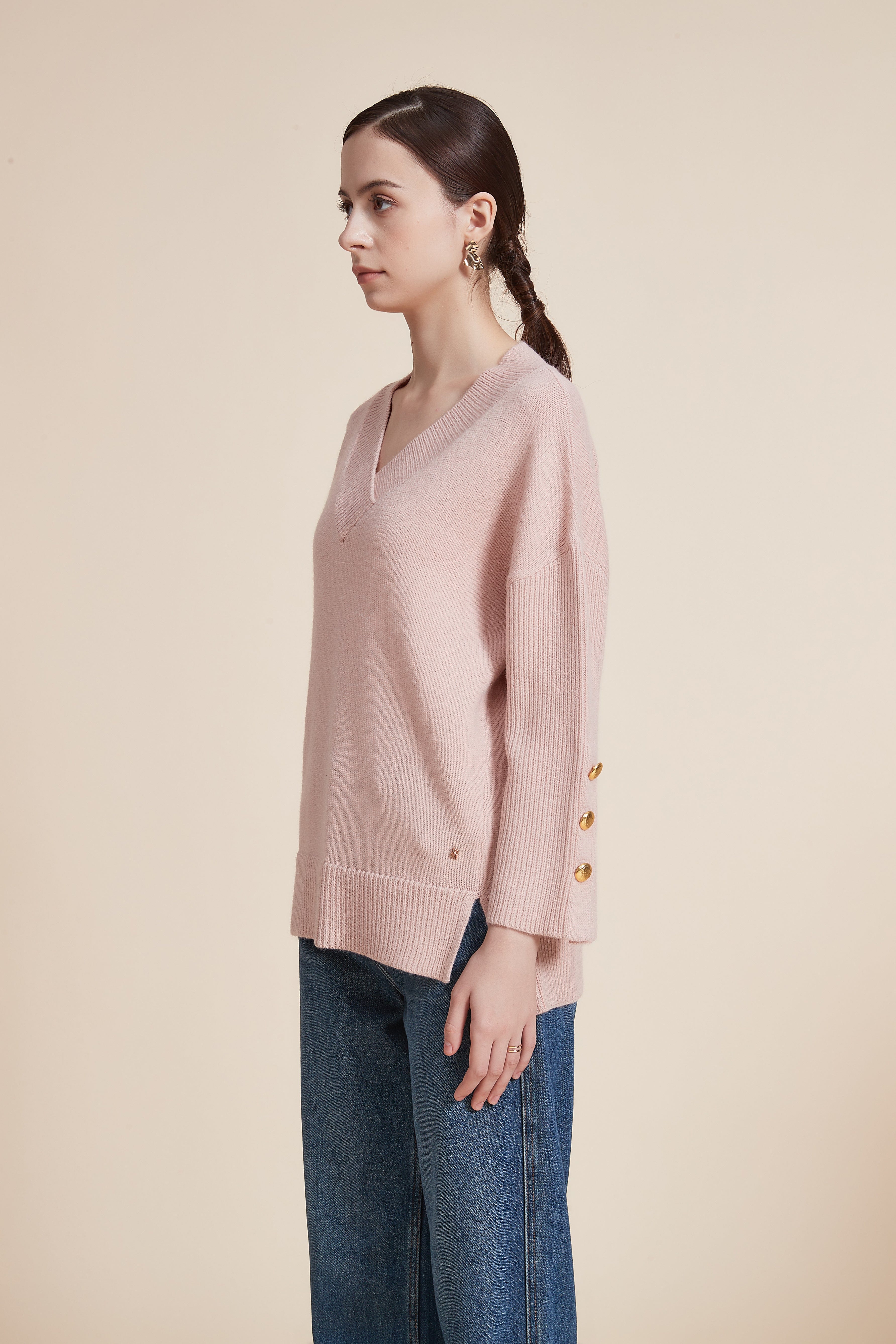 Long Sleeve Ribbed V-Neck Top