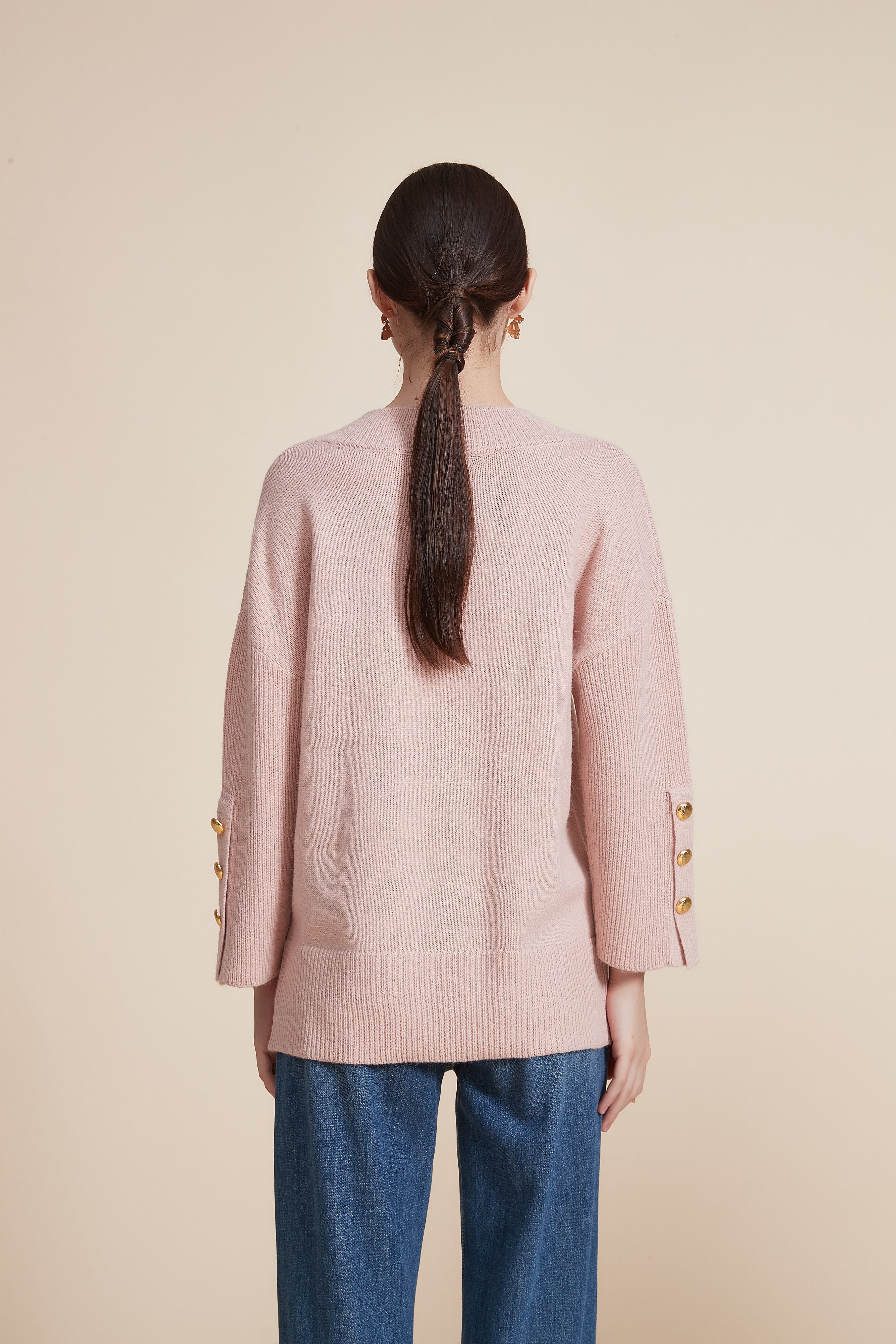 Long Sleeve Ribbed V-Neck Top