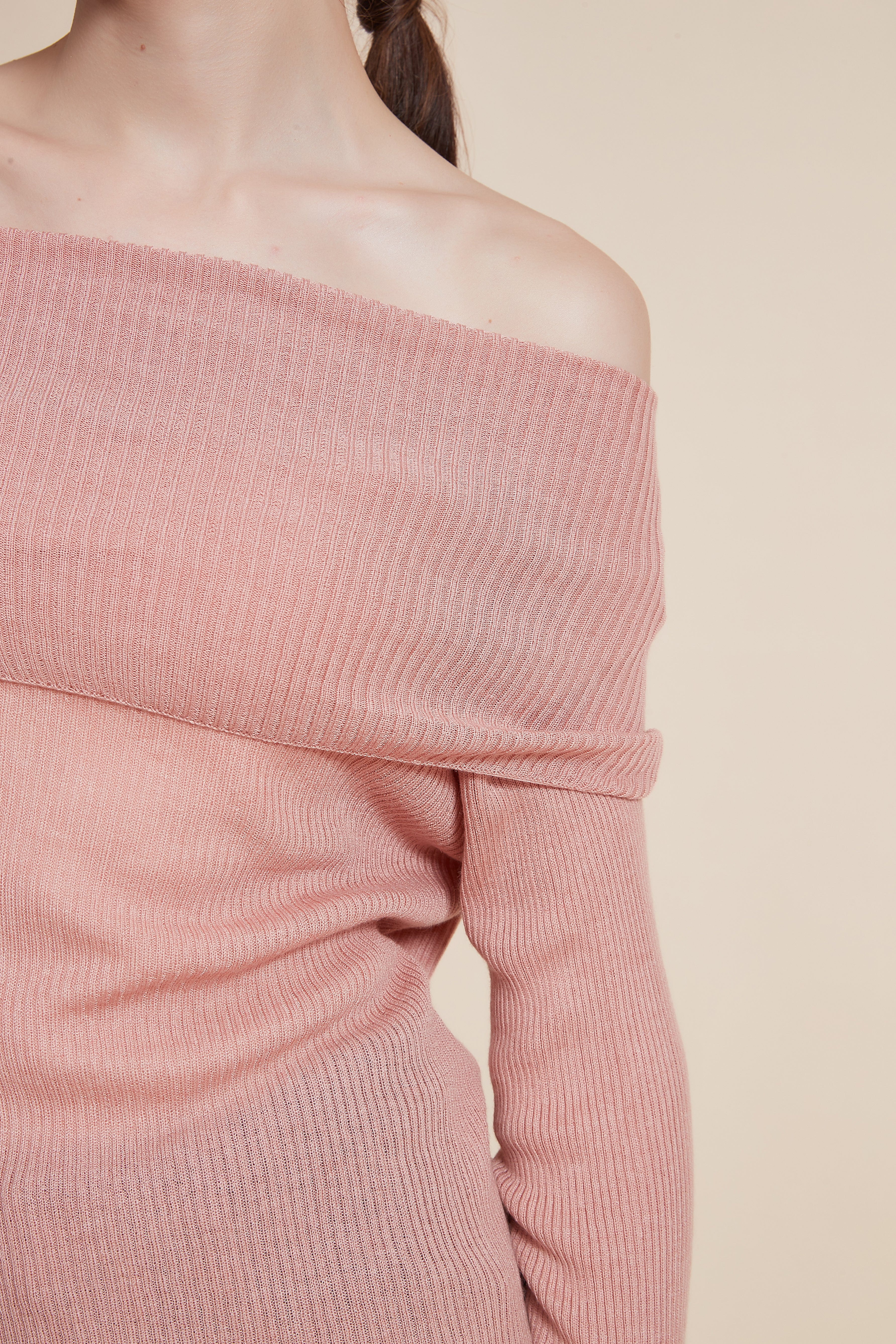 Long Sleeve Off-Shoulder Ribbed Top