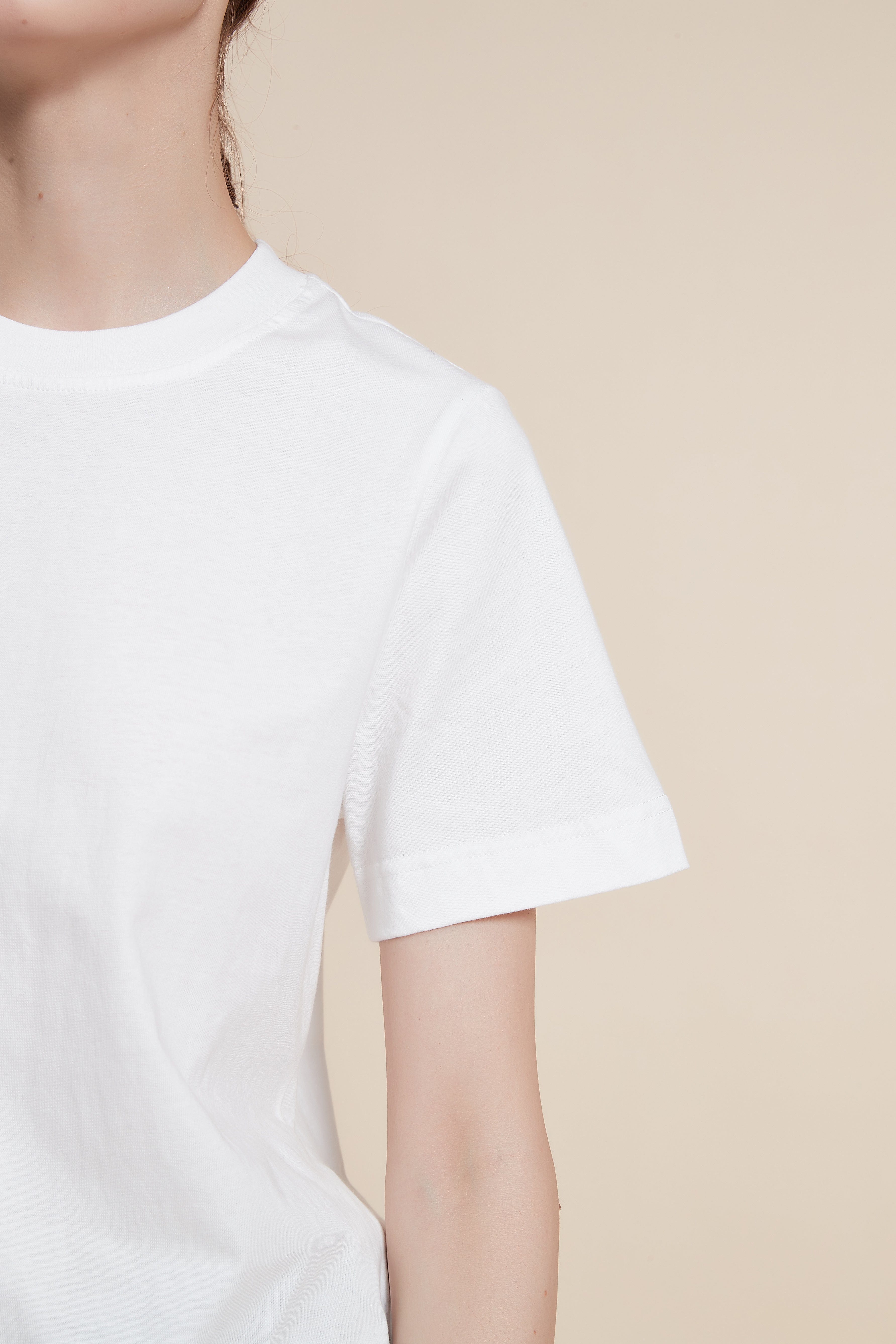Short Sleeve Plain Top with Round Neck