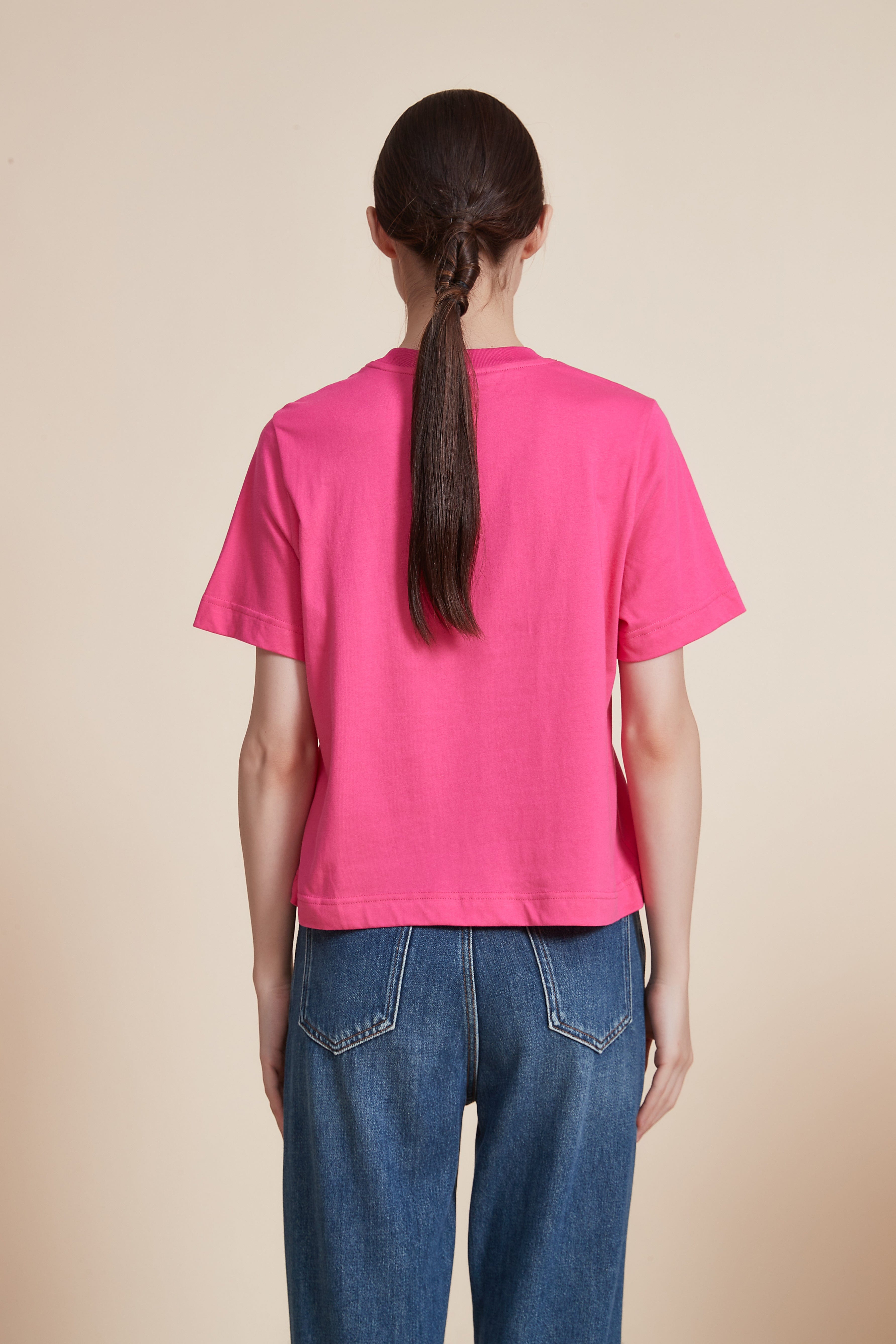 Short Sleeve Plain Top with Round Neck