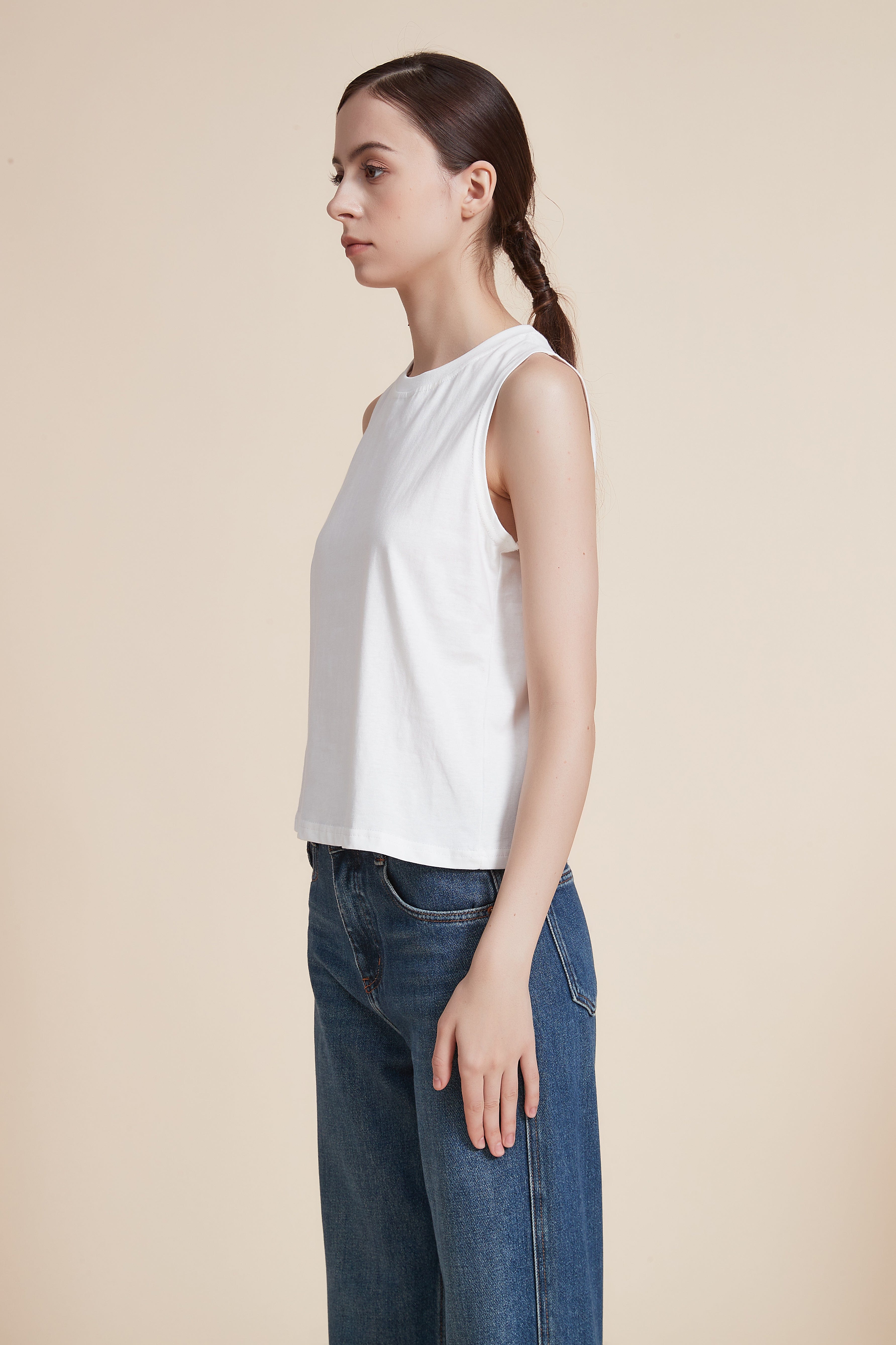 Plain Blouse with Round Neck