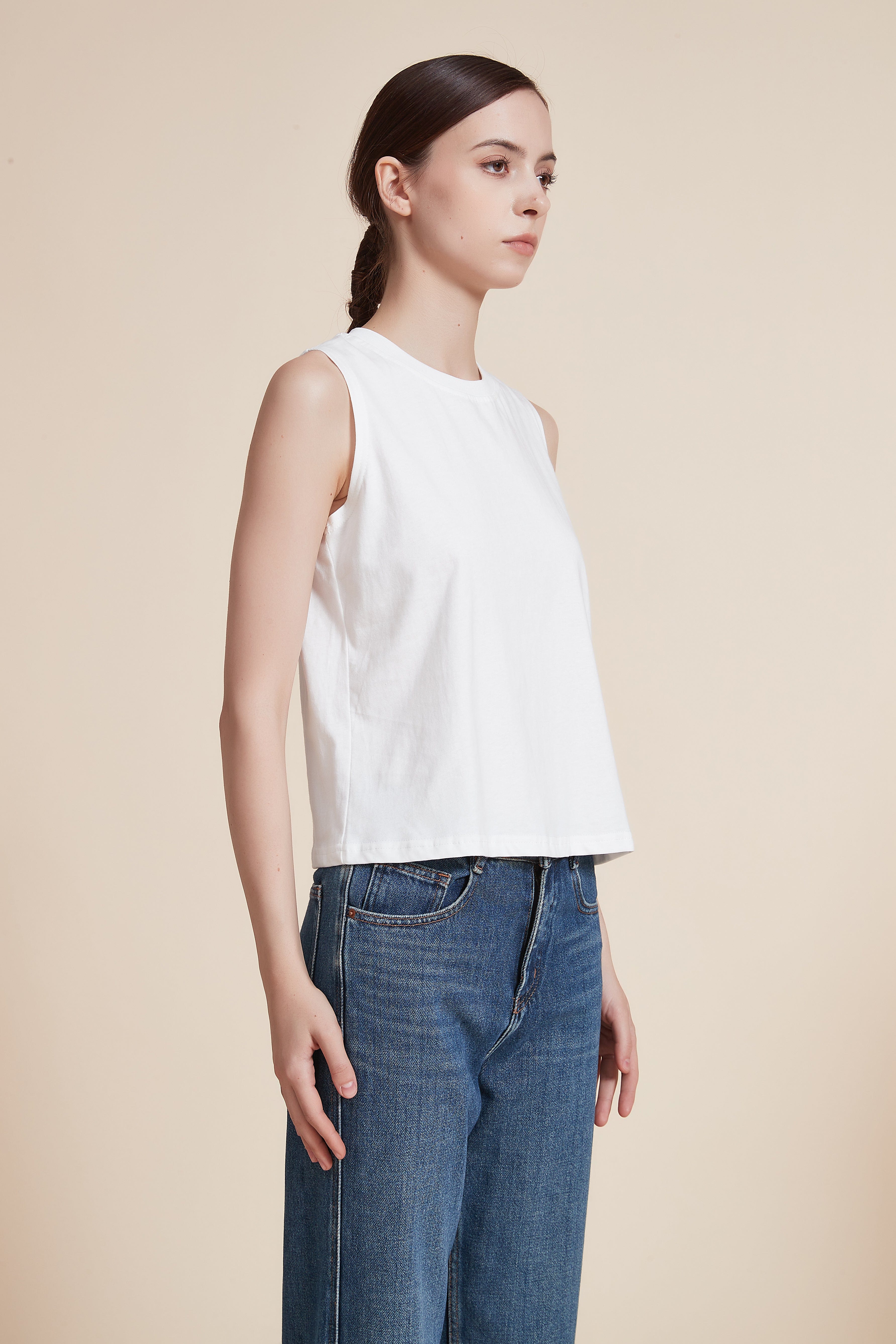 Plain Blouse with Round Neck