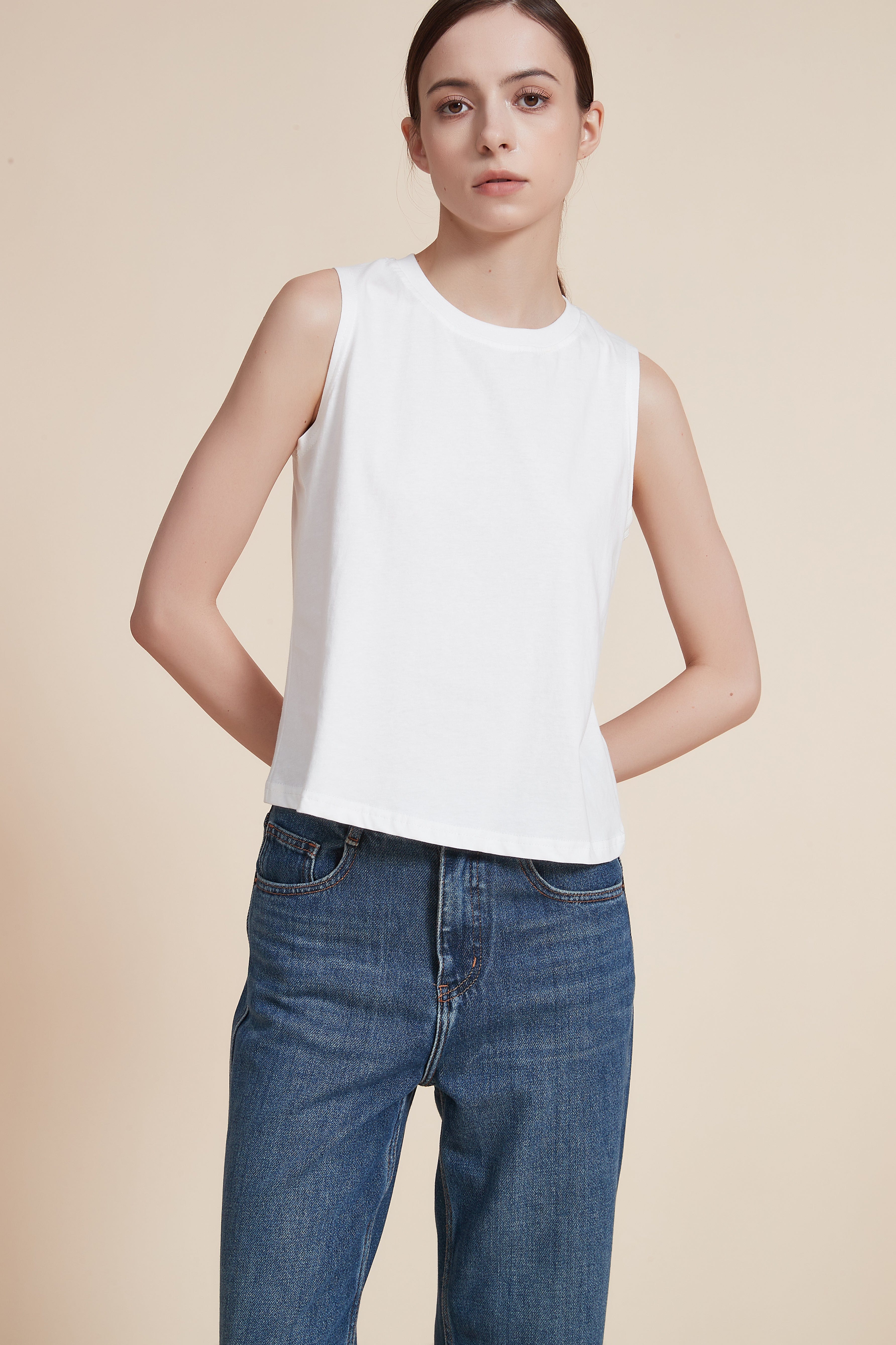 Plain Blouse with Round Neck