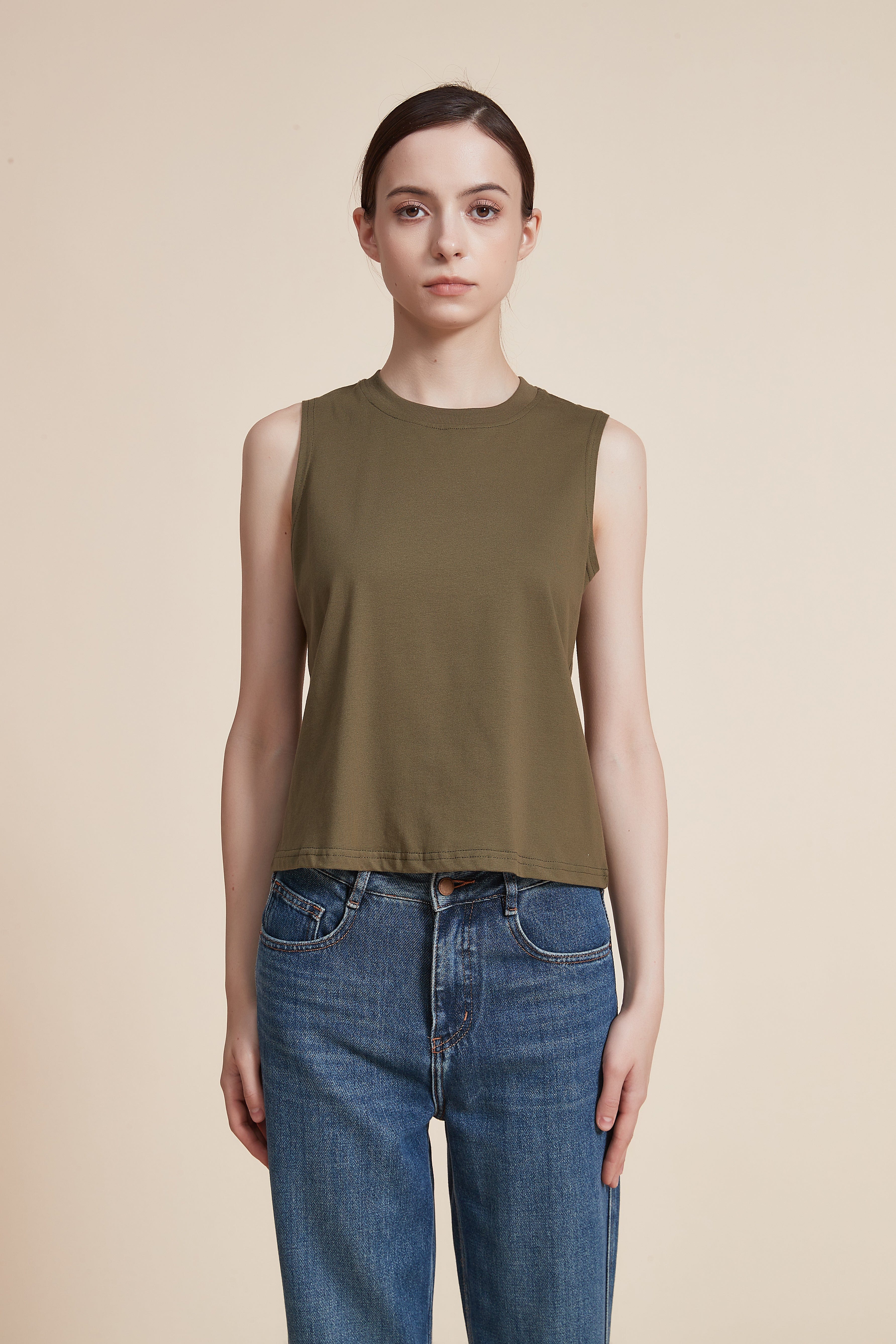 Plain Blouse with Round Neck