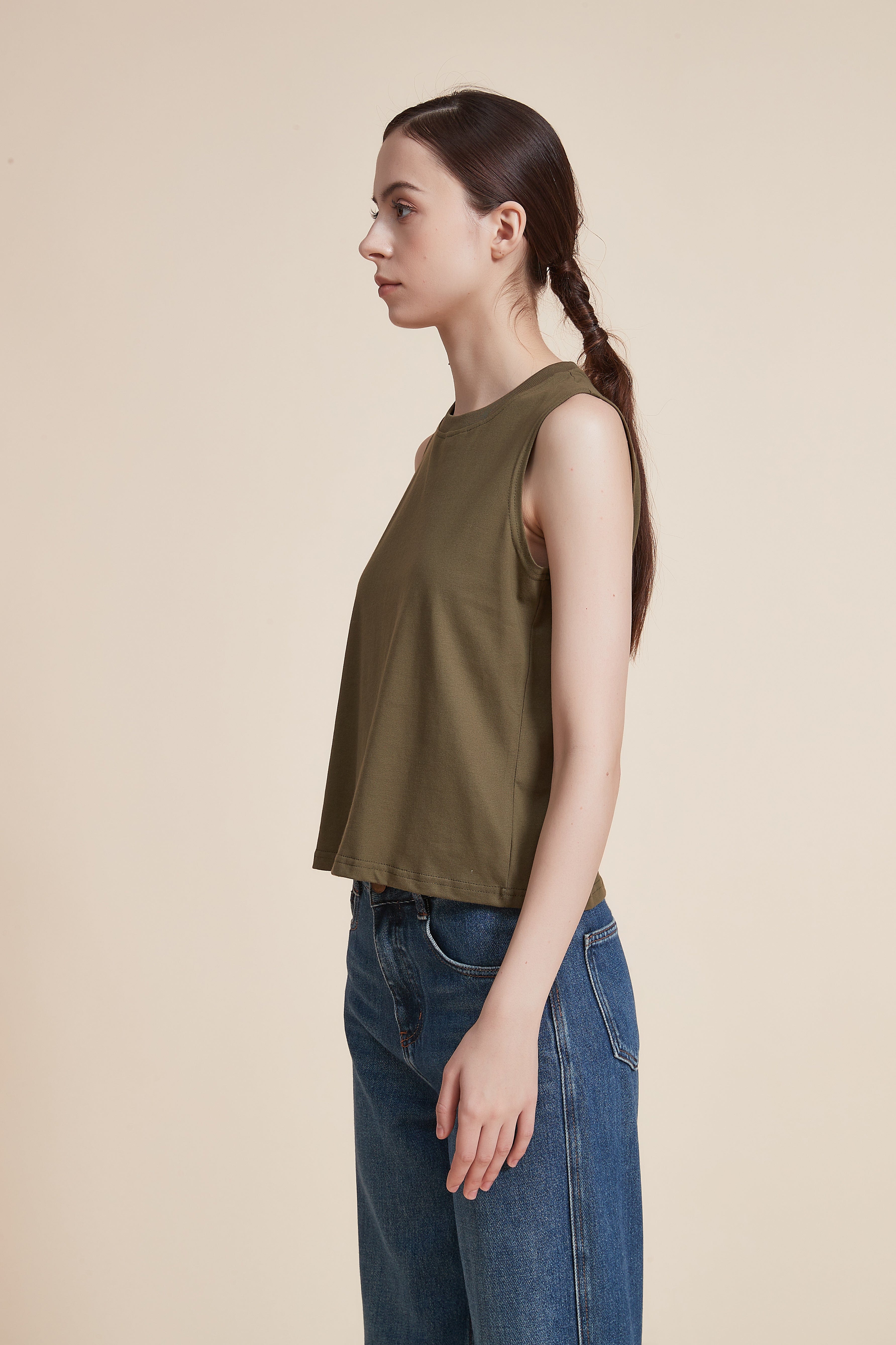 Plain Blouse with Round Neck