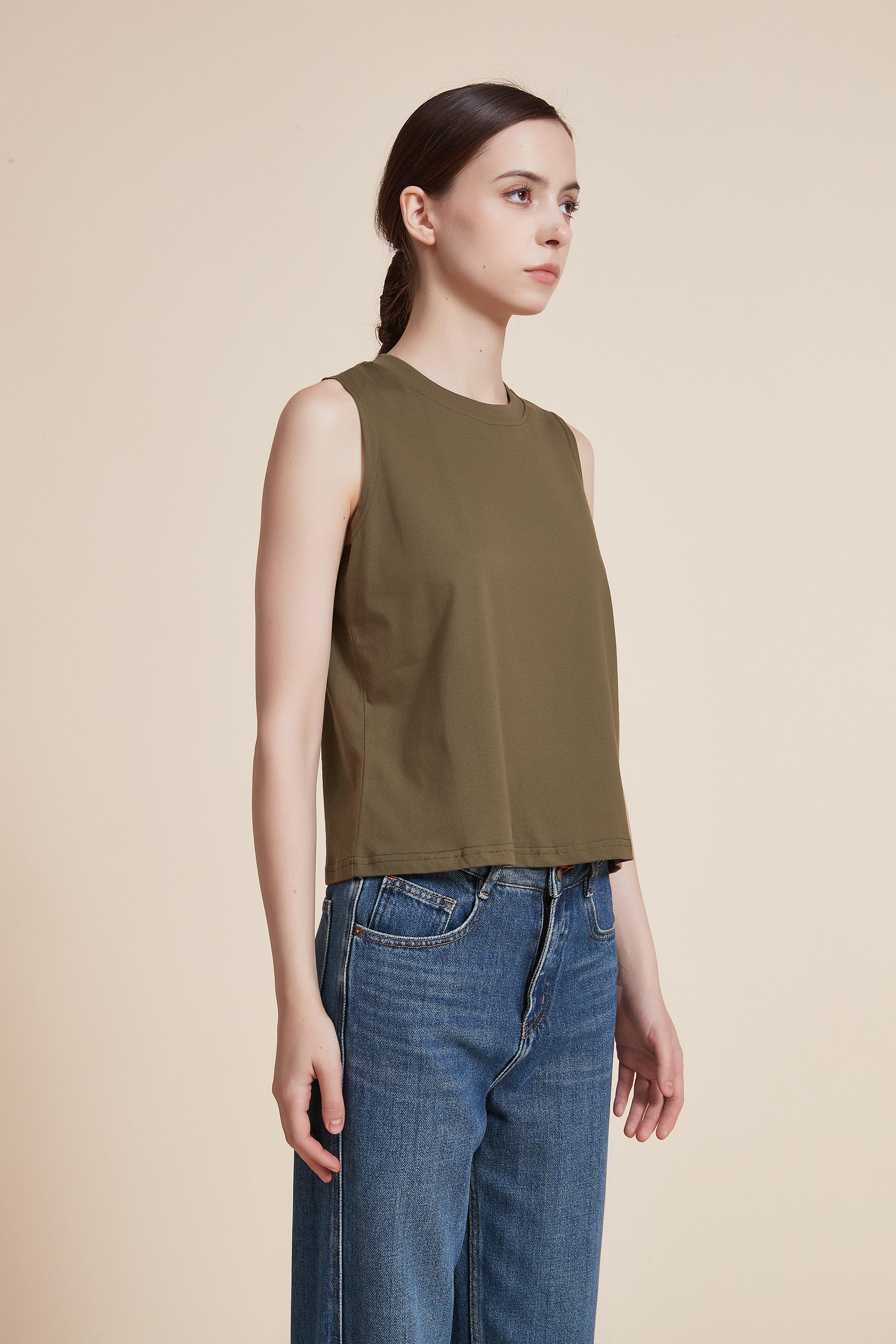 Plain Blouse with Round Neck
