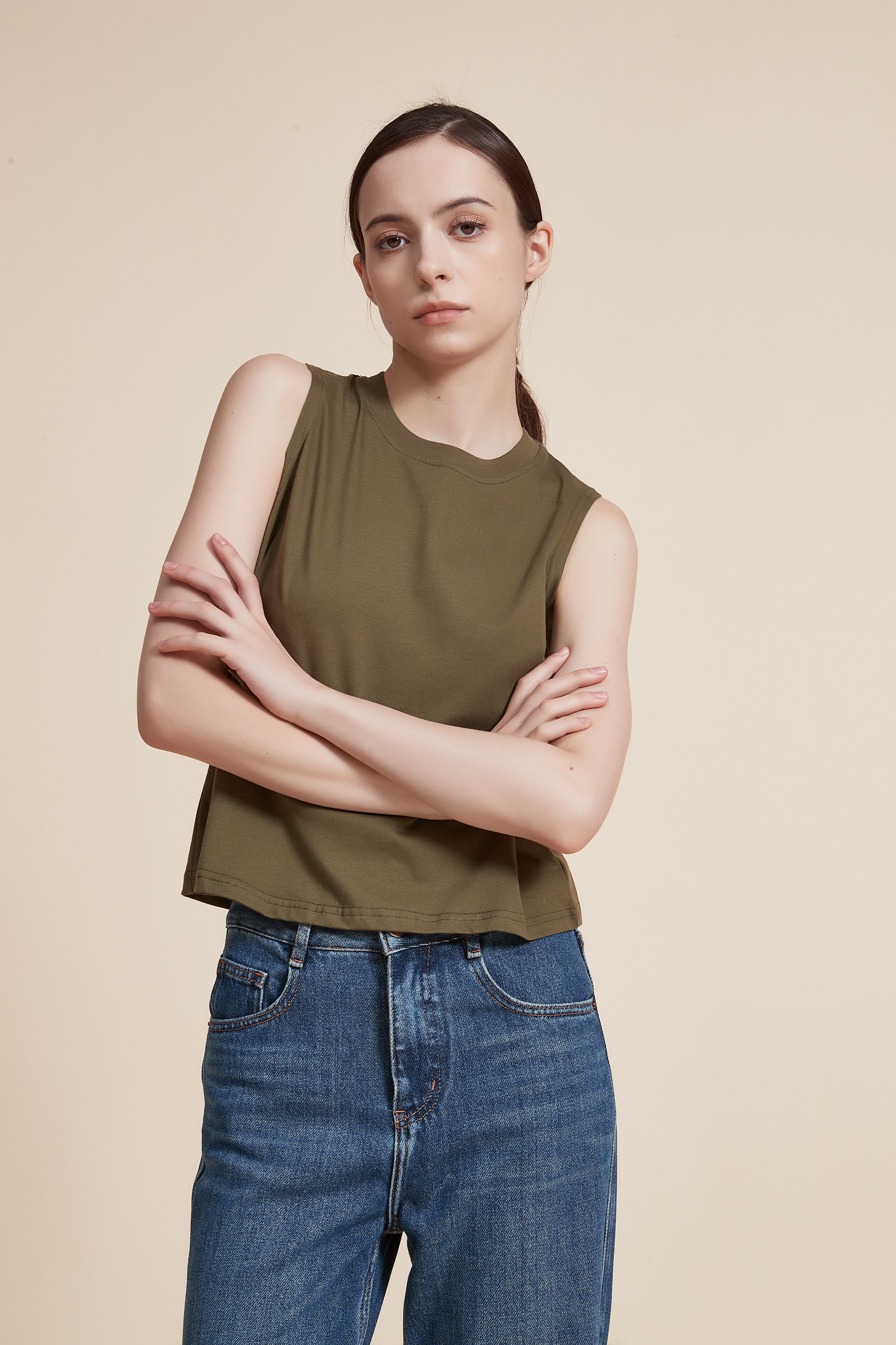 Plain Blouse with Round Neck