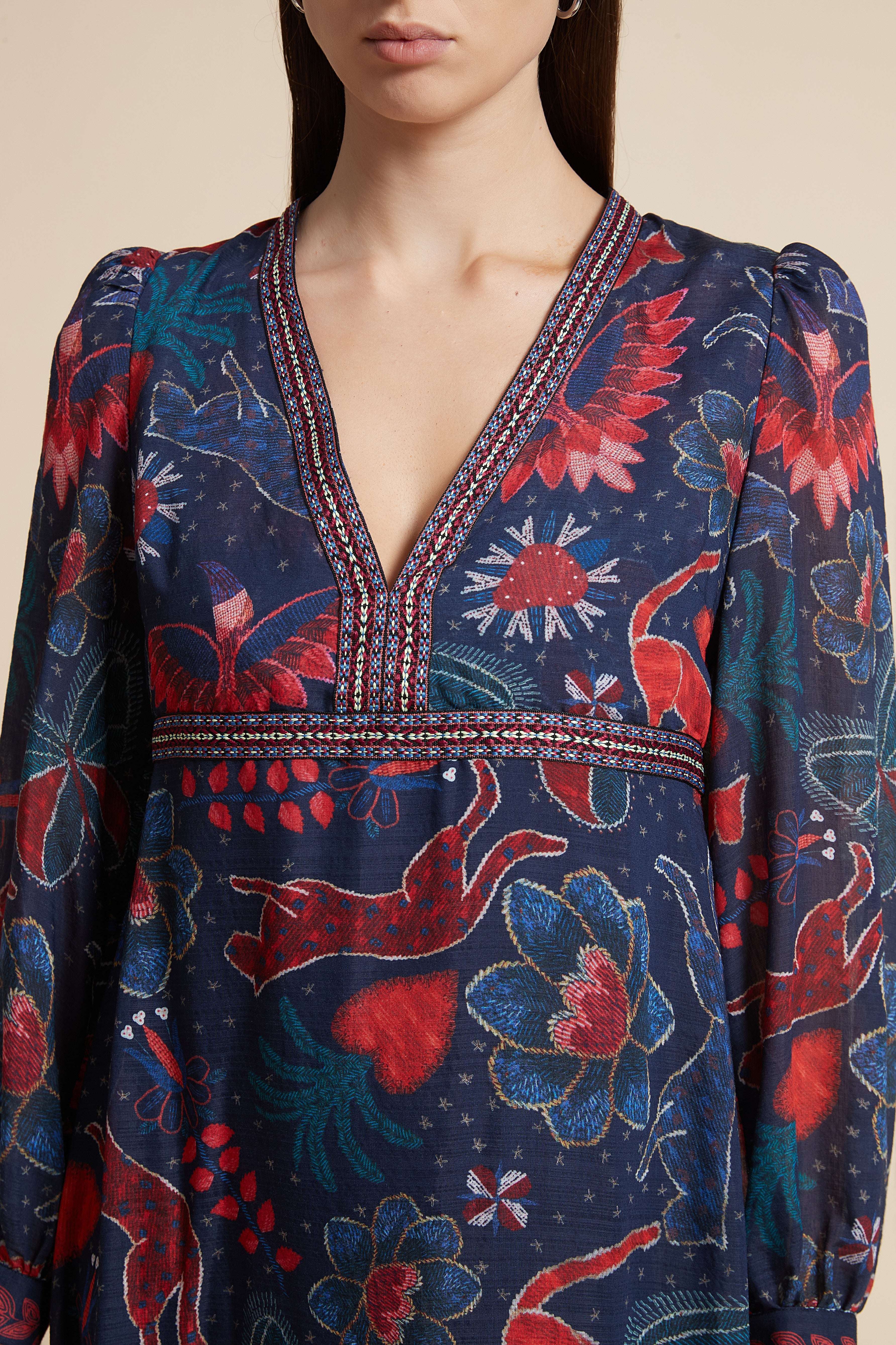 Long Printed Dress with Long Sleeves