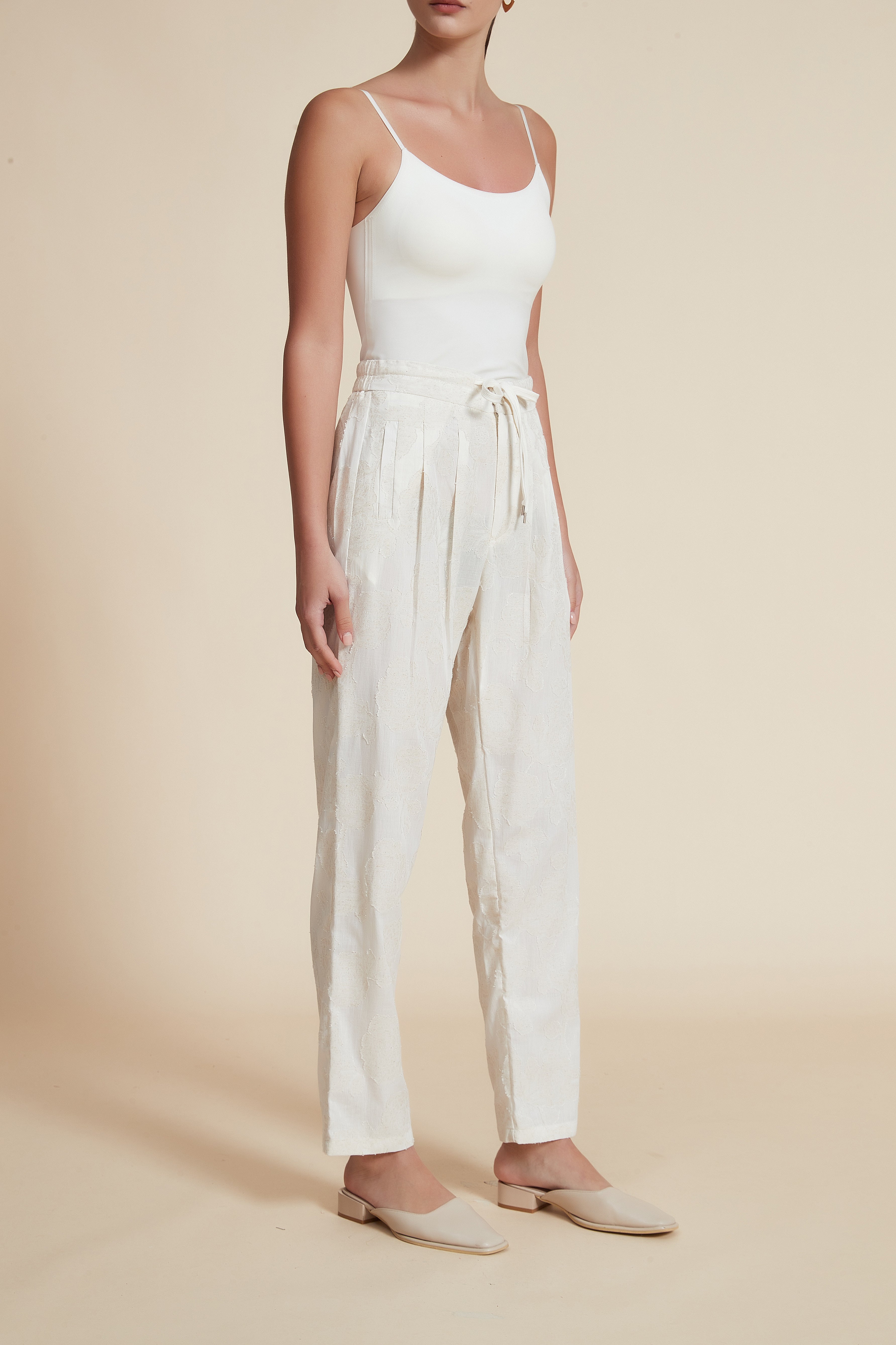 Plain Wide-Leg Trousers with Belt