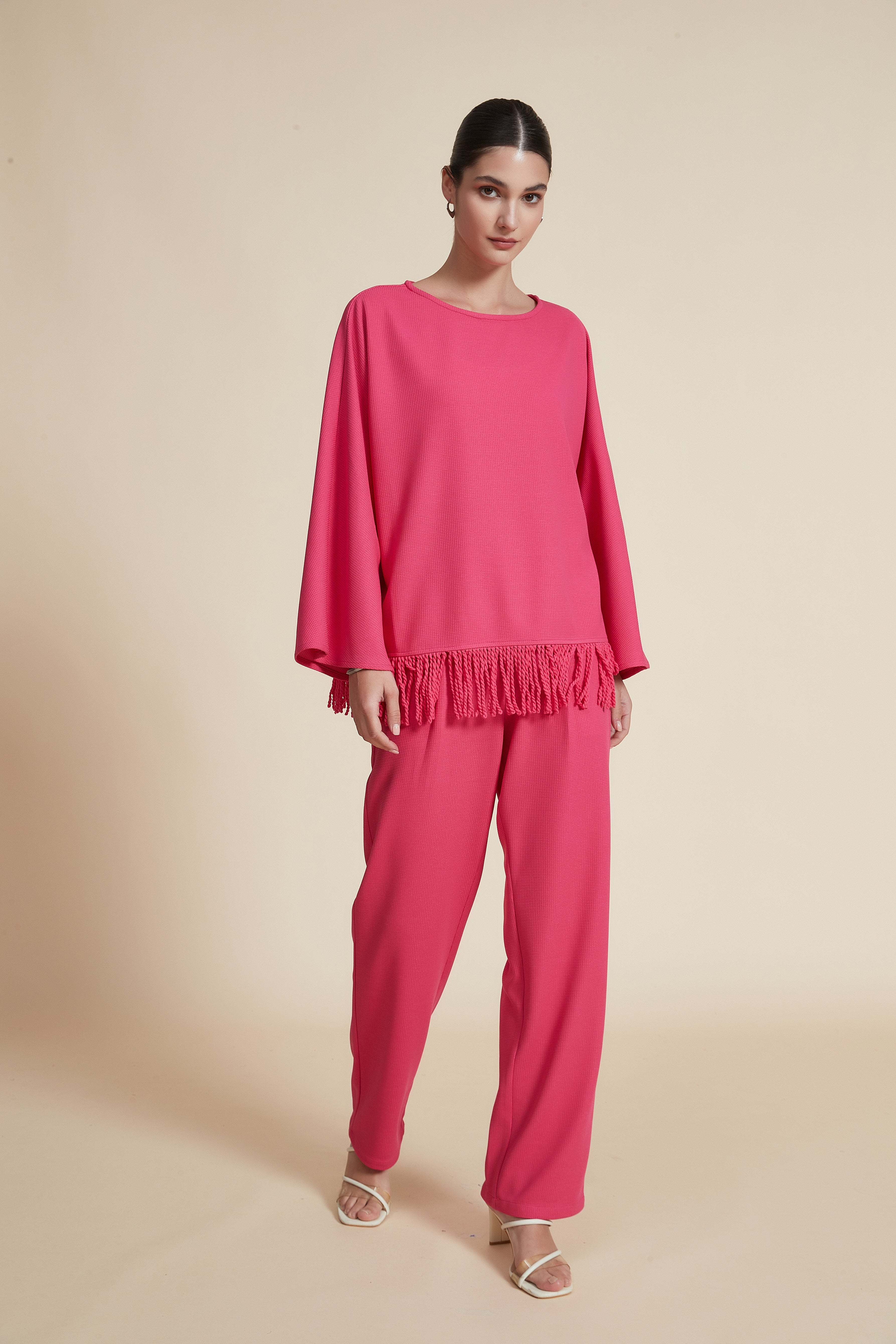 Plain long-sleeve blouse