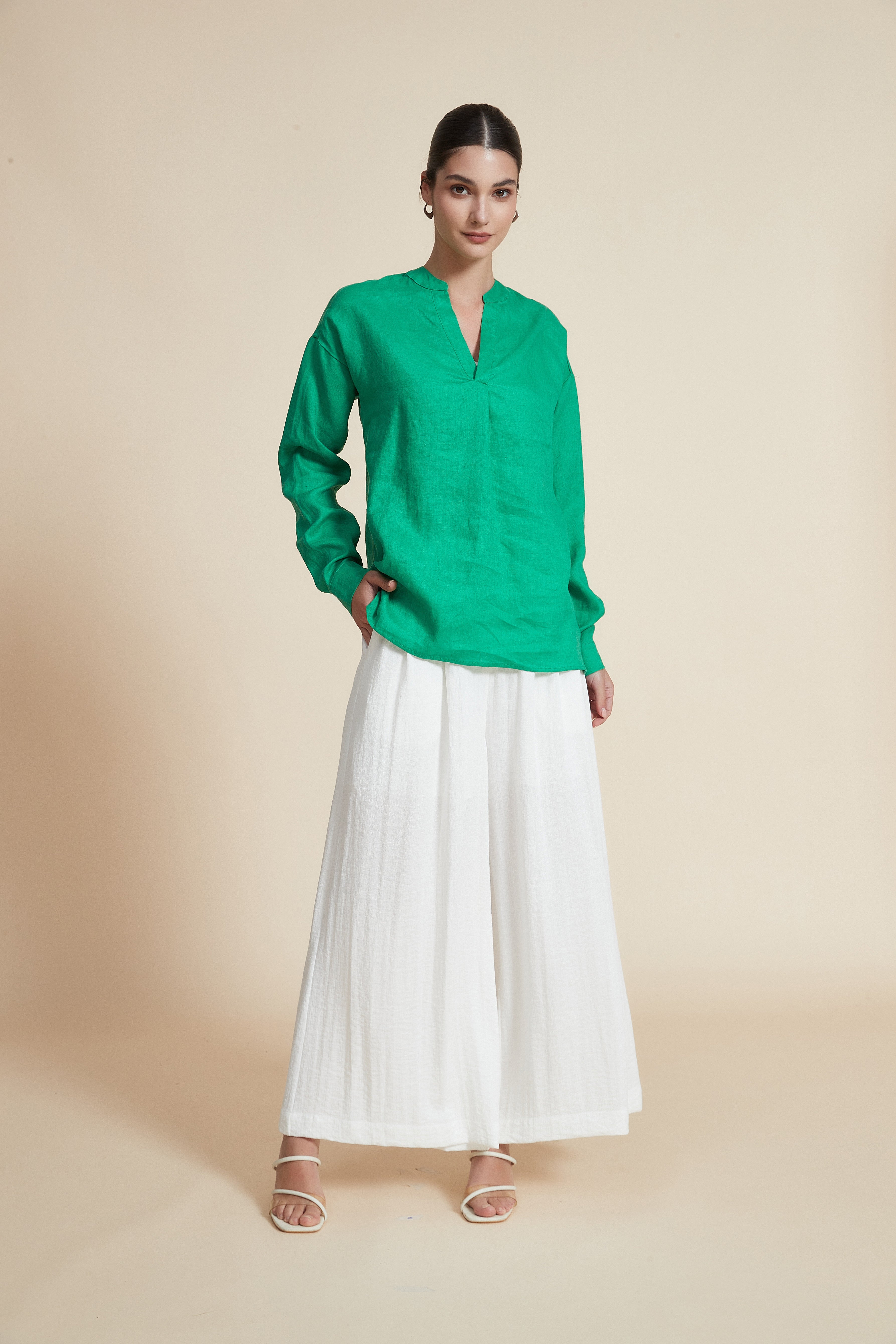 Long Sleeve V-Neck Blouse