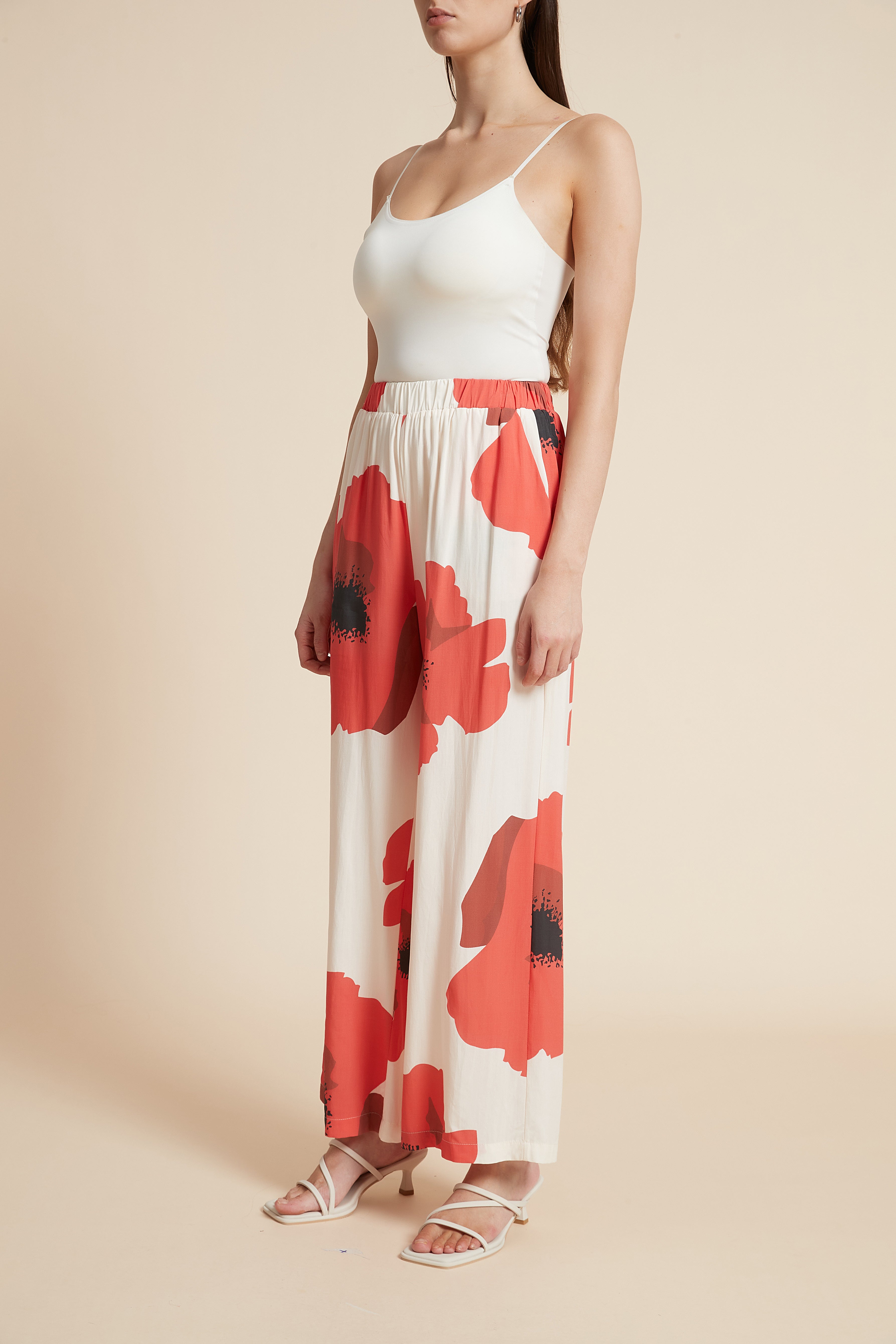 Wide-Leg Printed Trousers