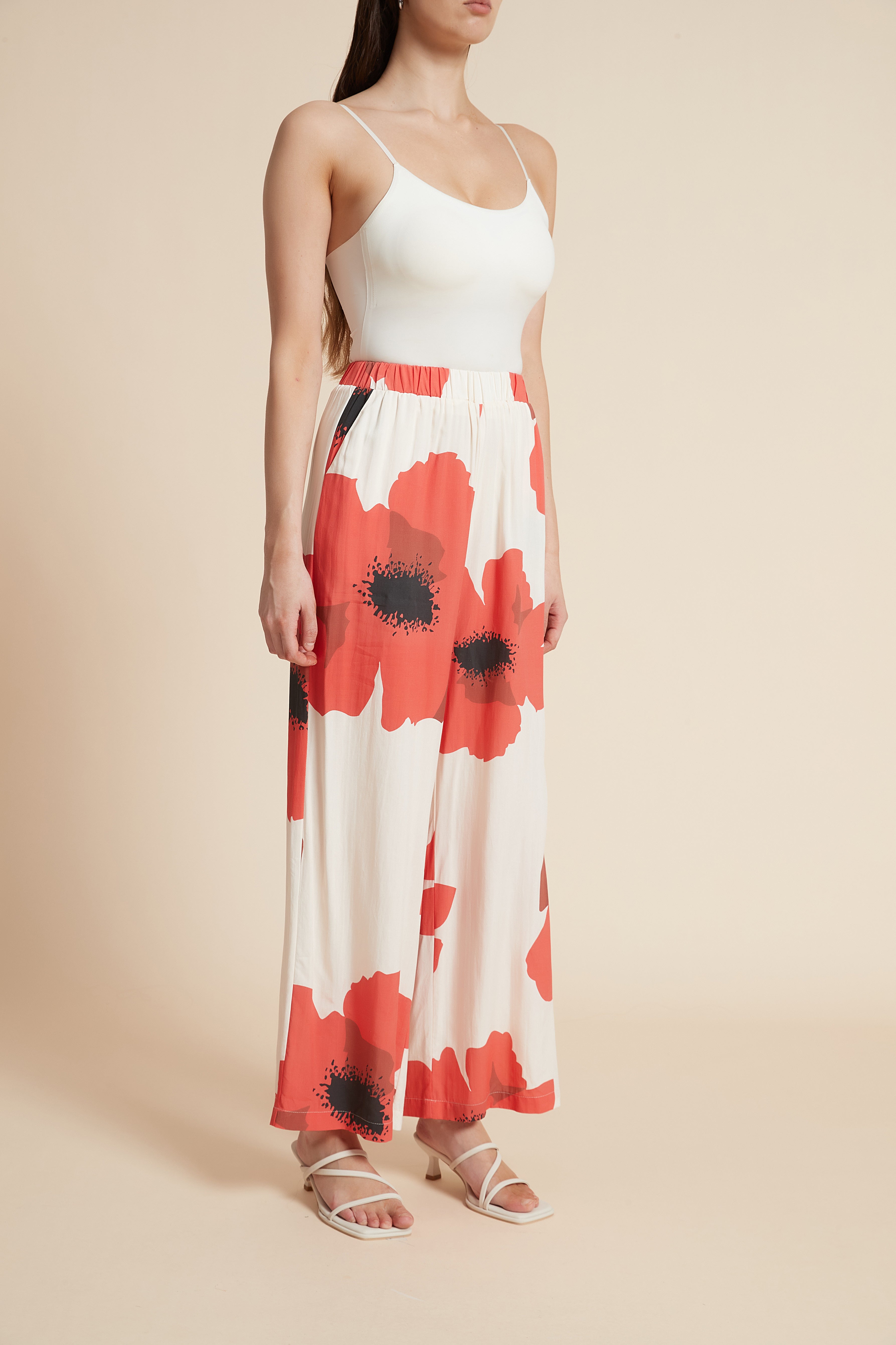 Wide-Leg Printed Trousers
