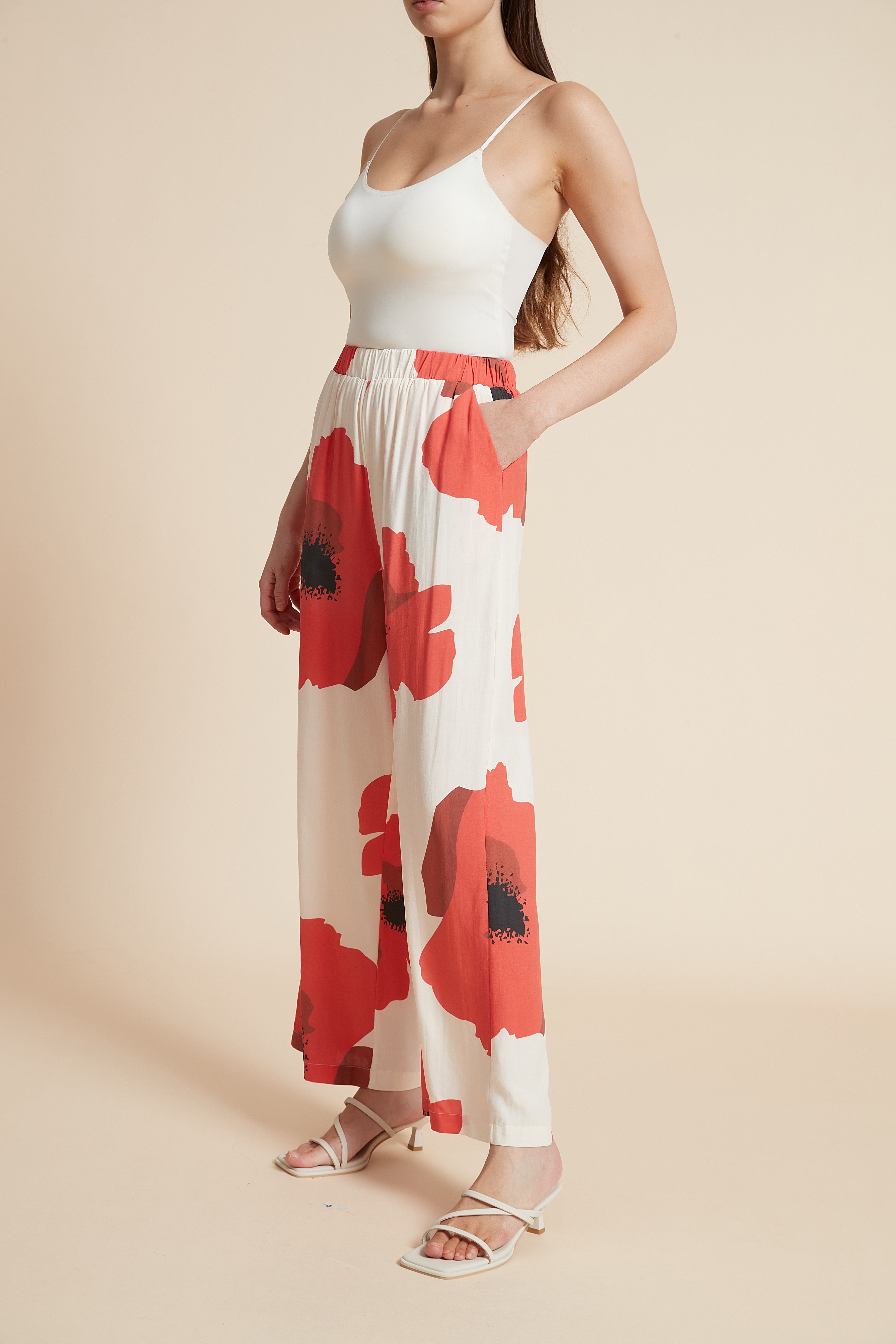 Wide-Leg Printed Trousers