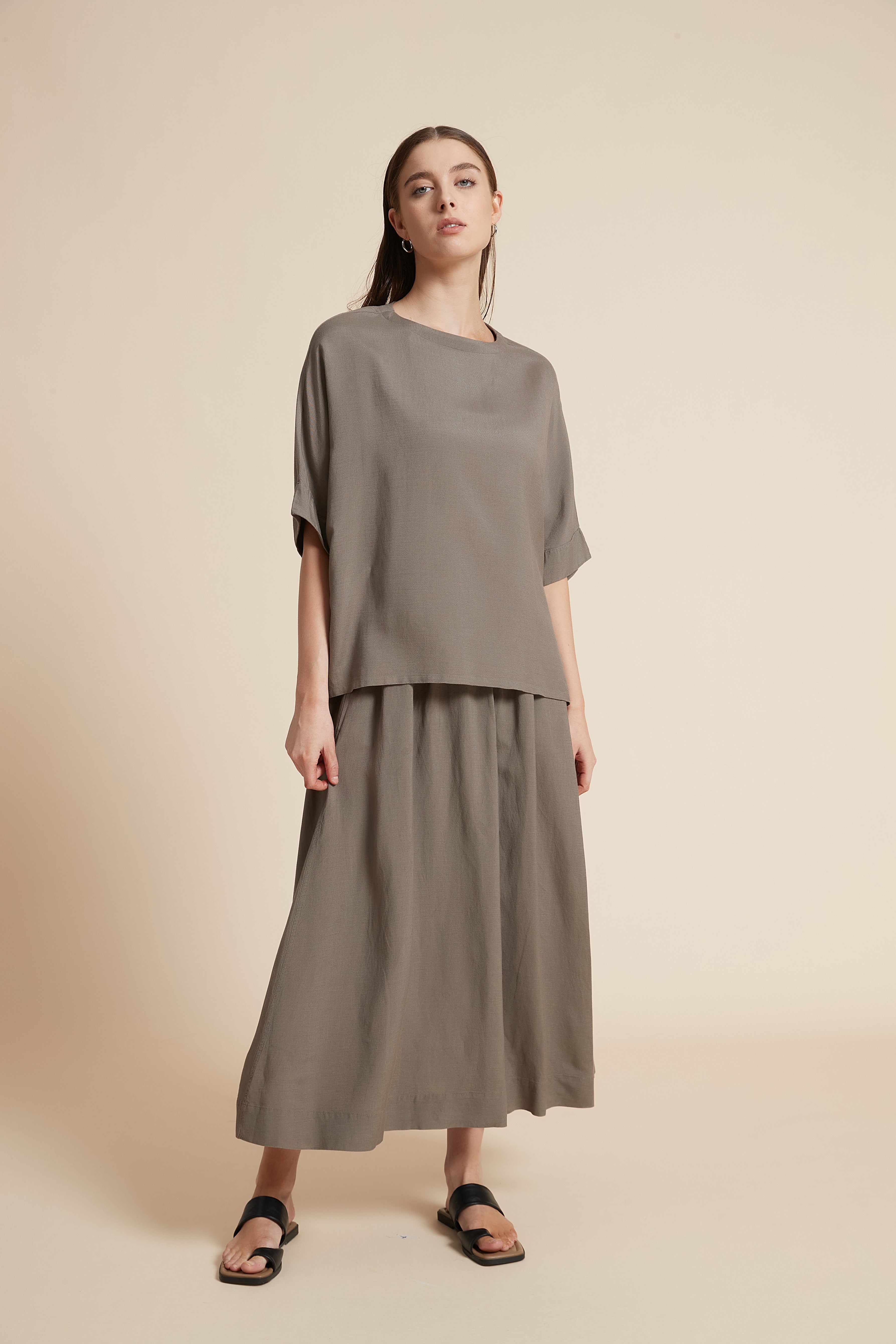 Solid Short Sleeve Blouse with Front Buttons