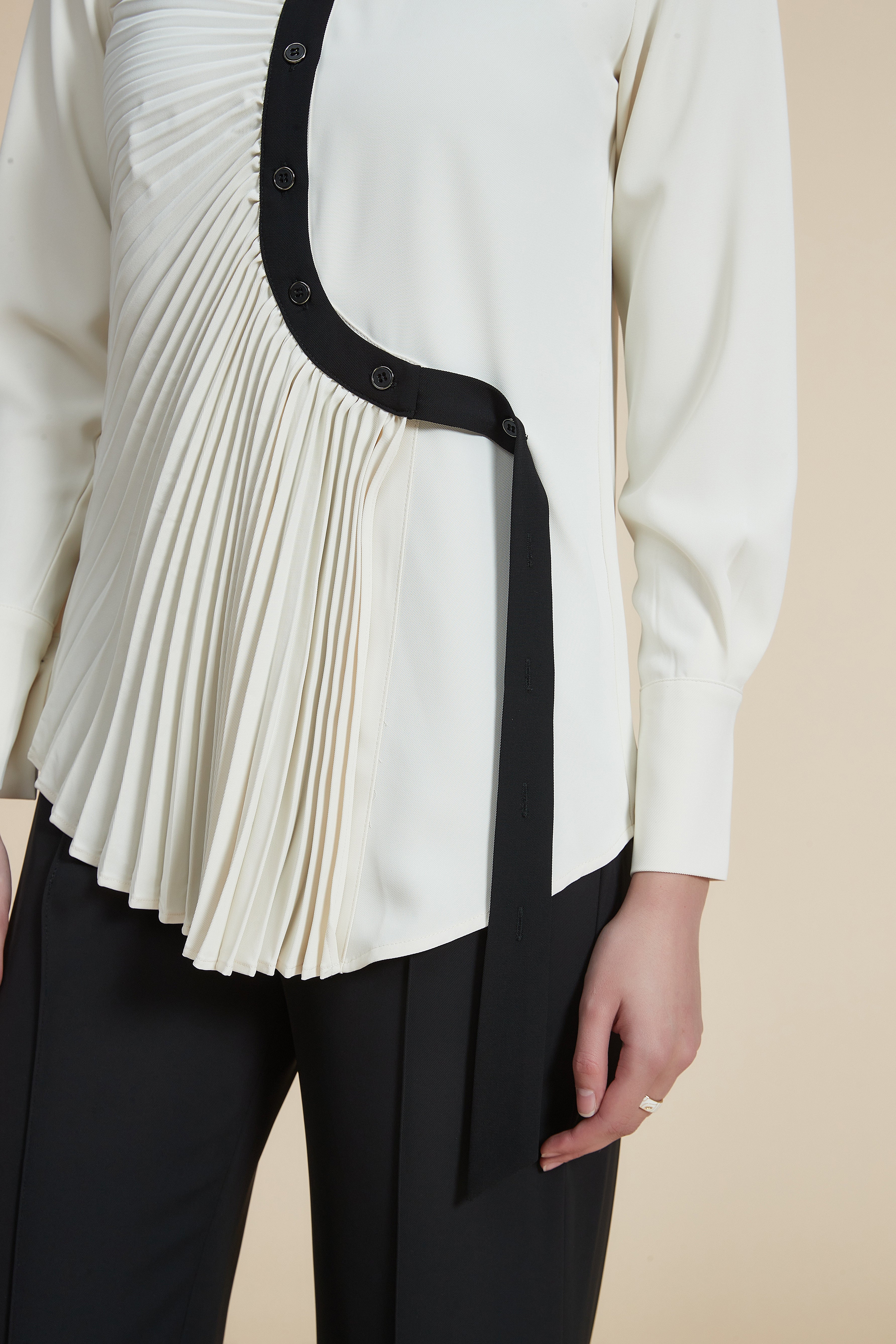 Ruffled long-sleeve blouse