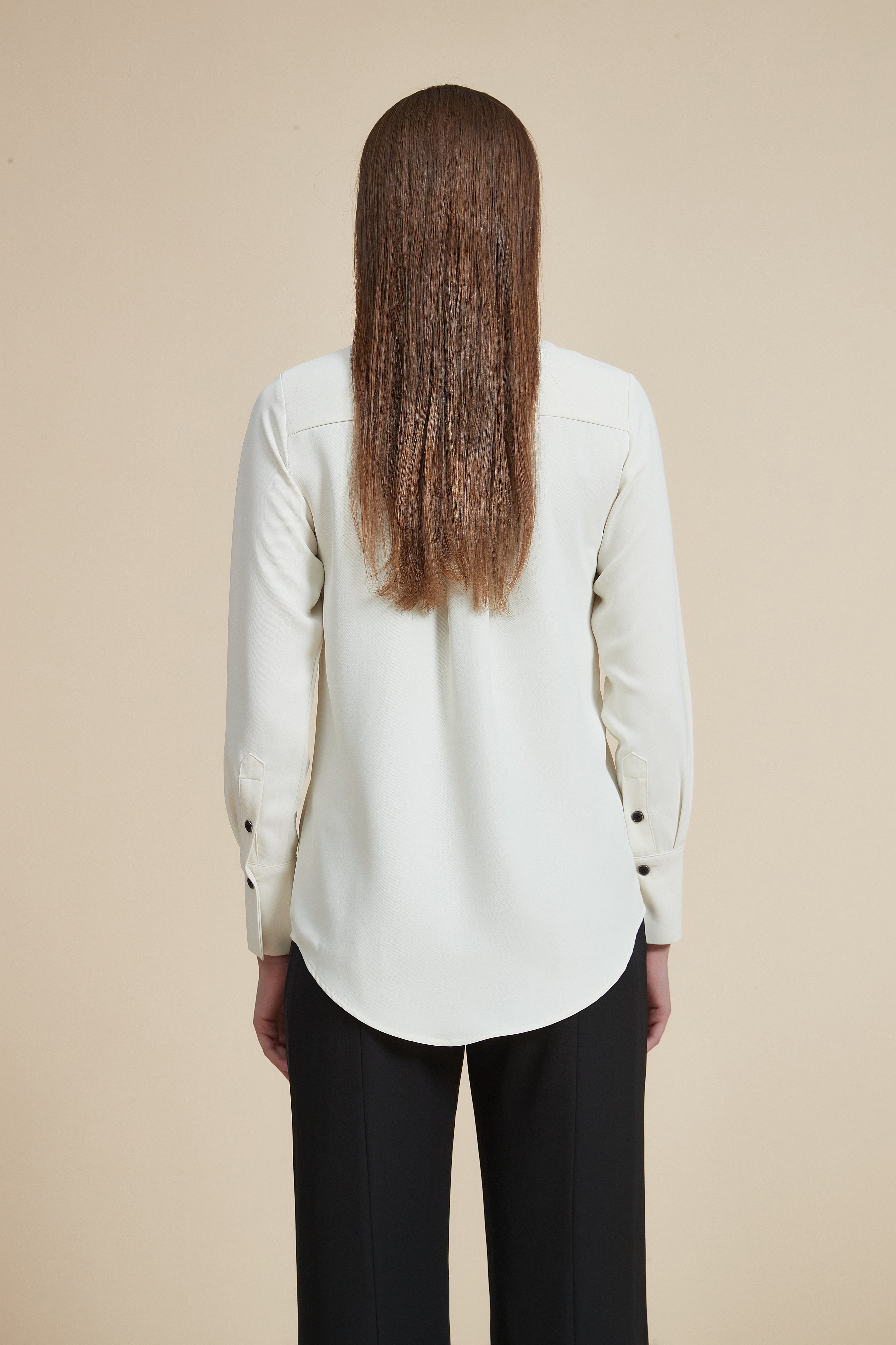 Ruffled long-sleeve blouse