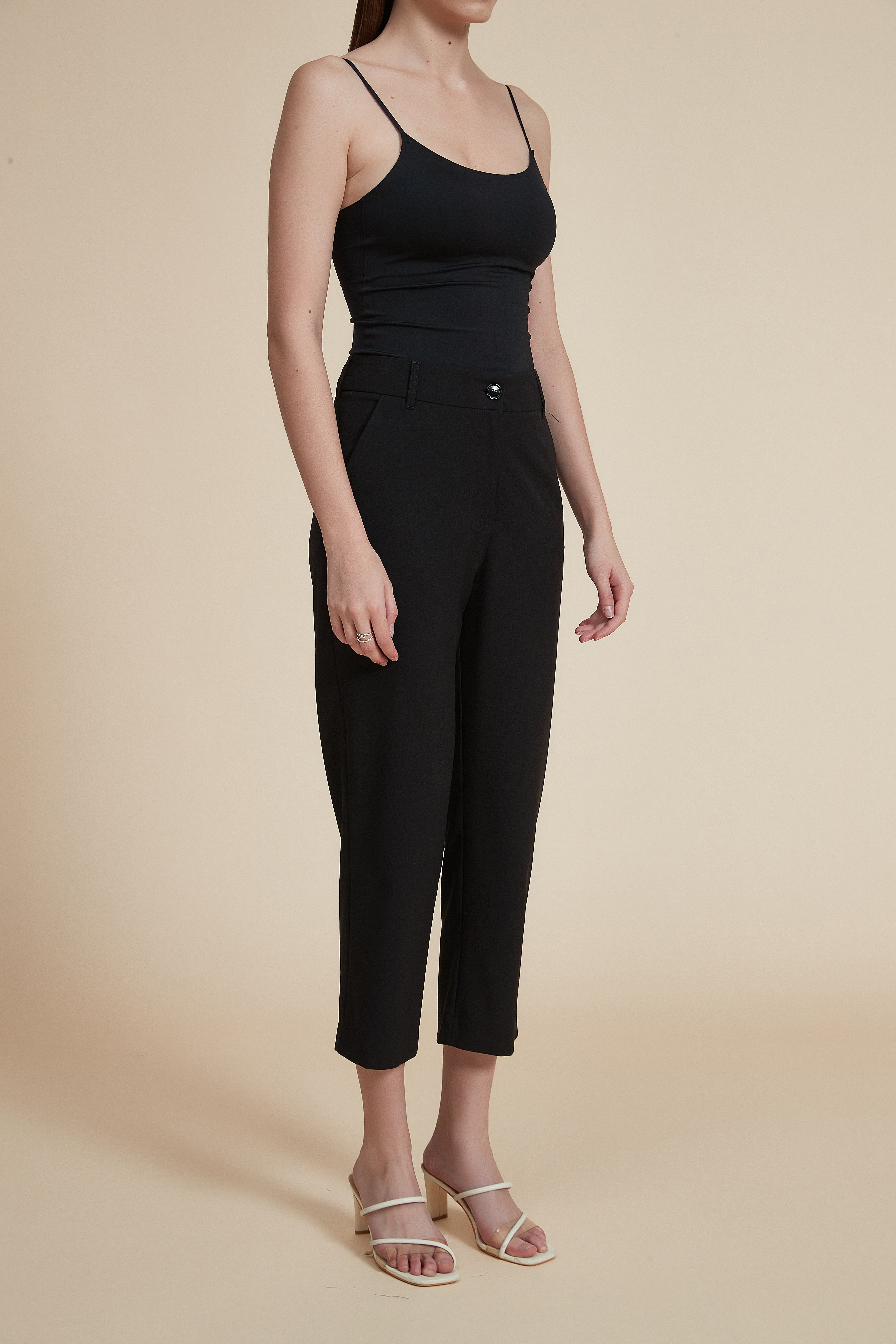 Plain Solid Midi Women's Pants