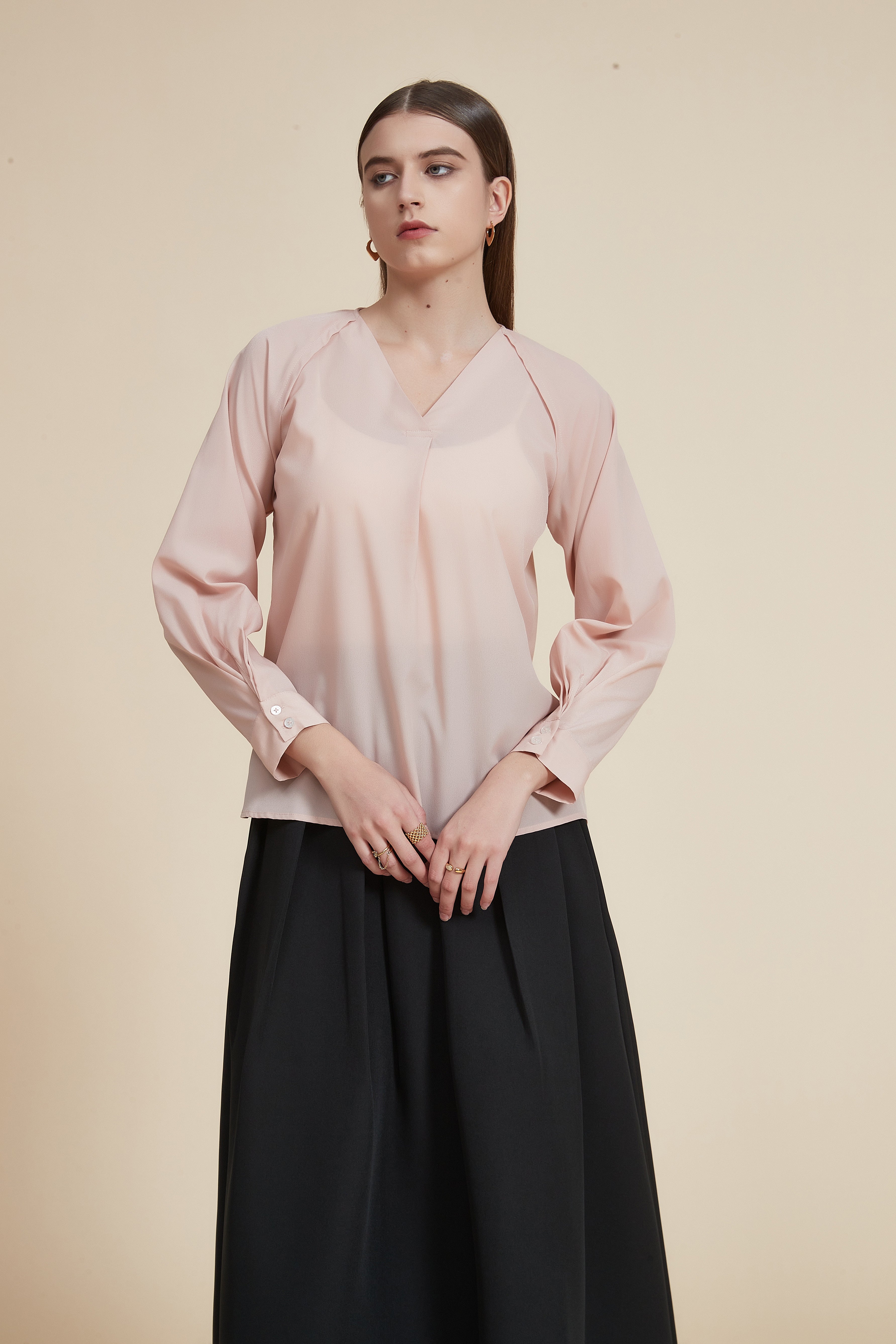Plain long-sleeve top
